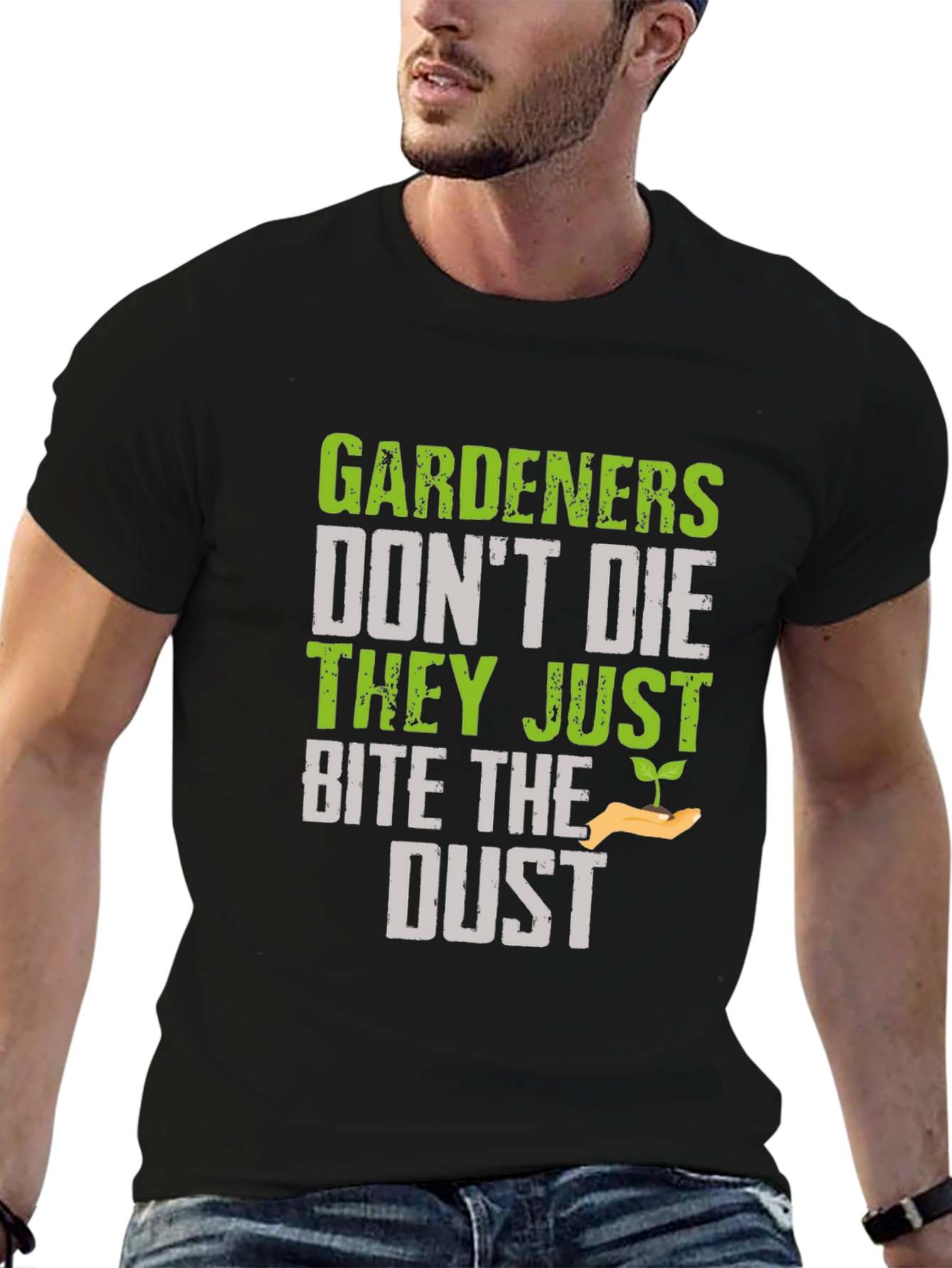 Black Gardener Bite the Dust Novelty Graphic T-Shirt view 6