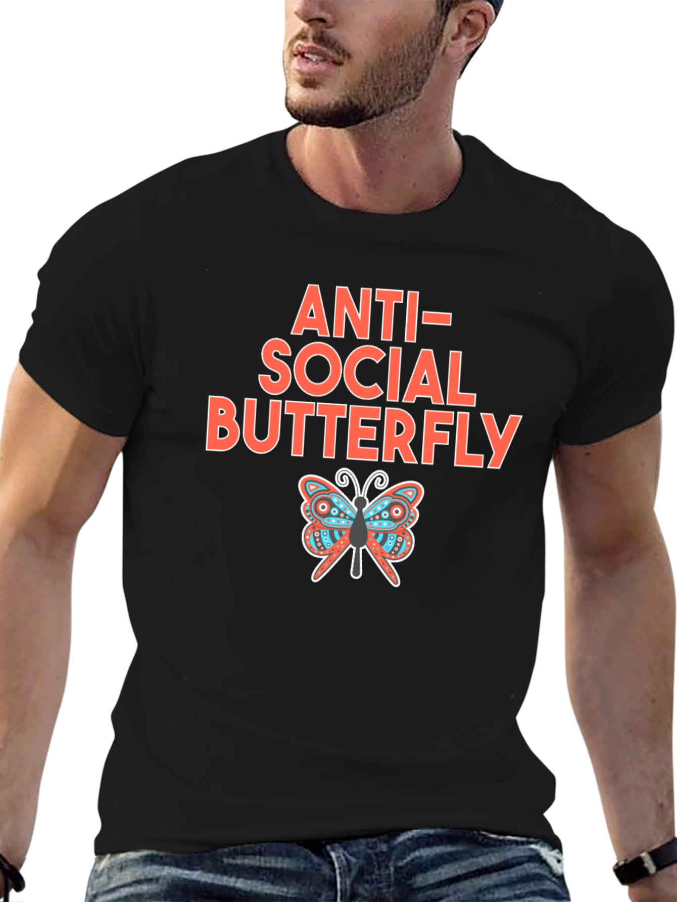 Black Anti-Social Butterfly Graphic Tee view 6