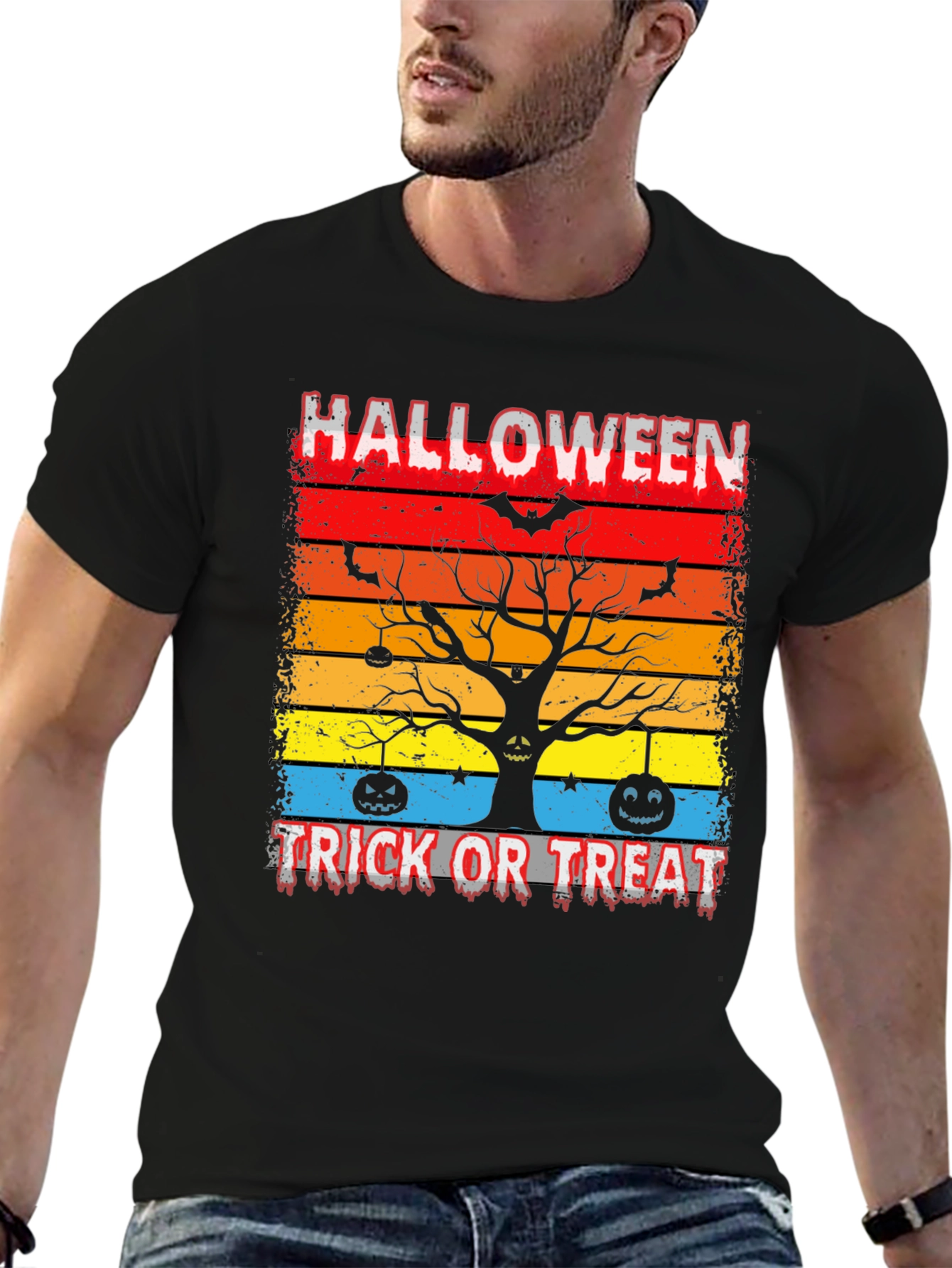 Black Halloween Trick or Treat T-Shirt view 6