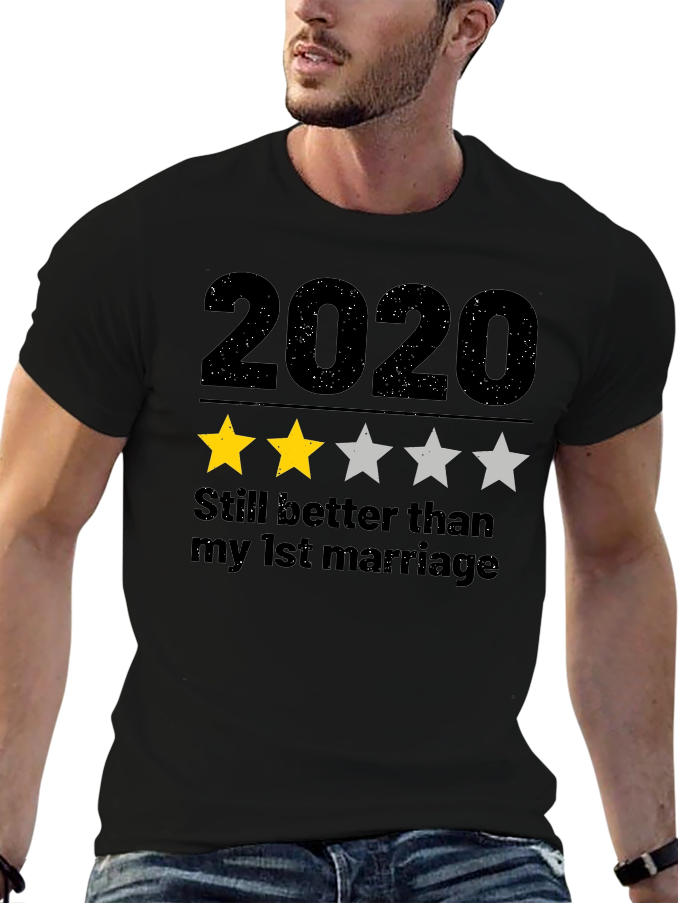 Black 2020 Two Star T-Shirt - Funny Sarcastic Tee view 6