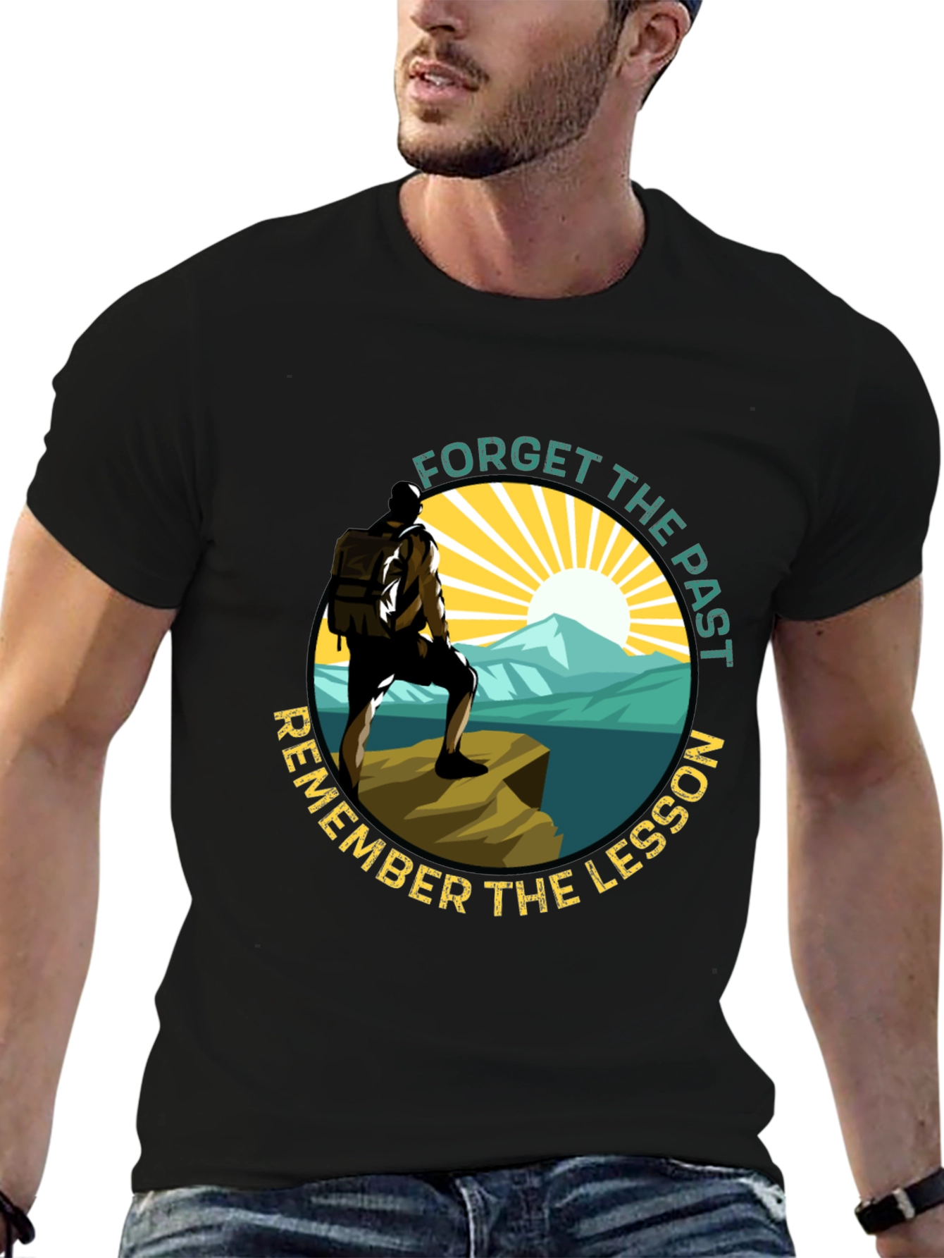 Black Forget Past Remember Lesson T-Shirt view 6