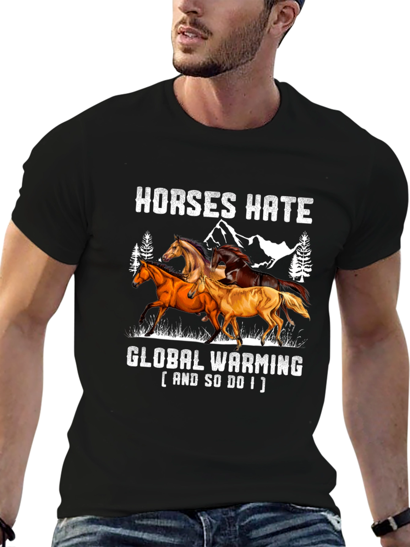 Black Horses Hate Global Warming T-Shirt view 6