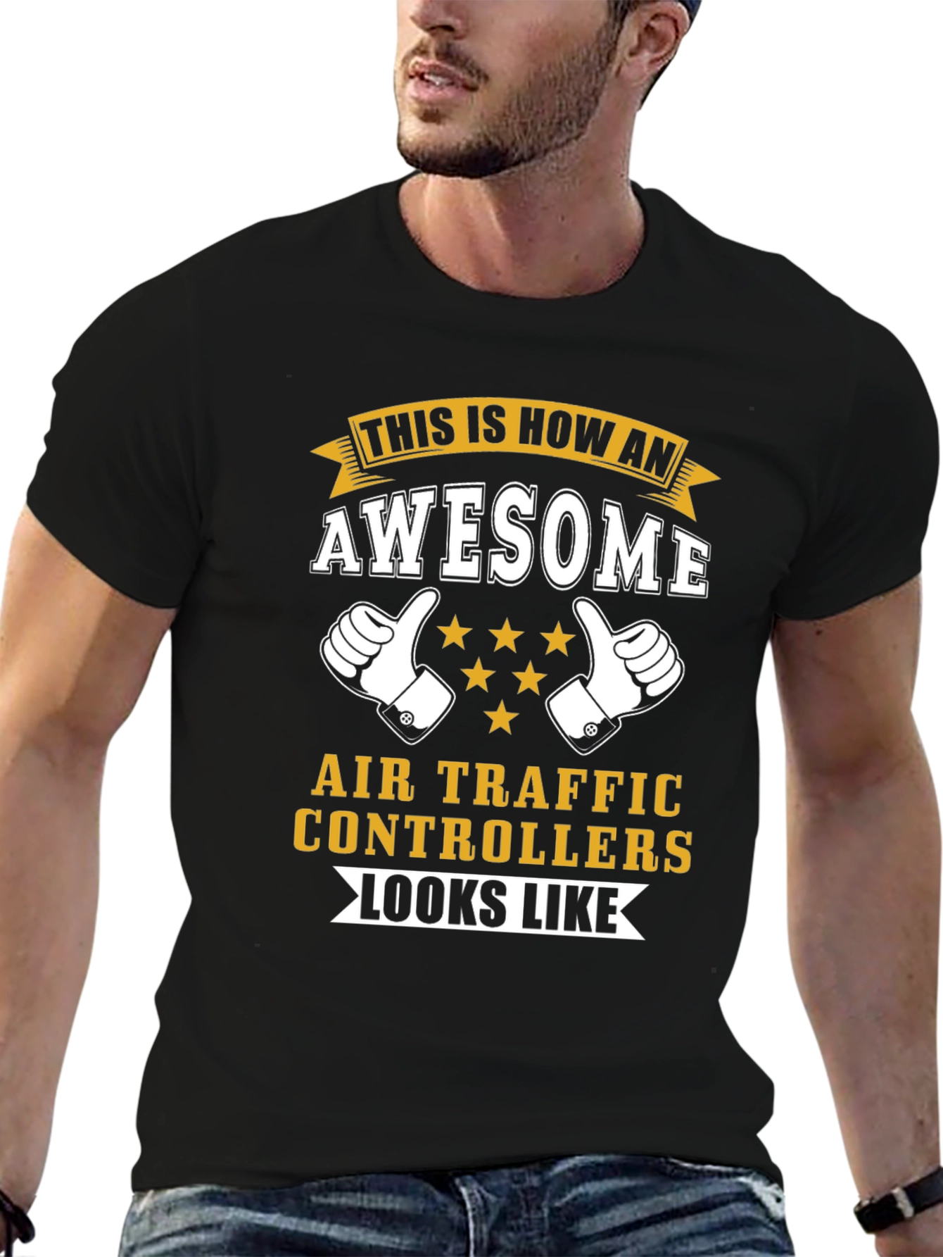 Black Awesome Air Traffic Controller T-Shirt view 6