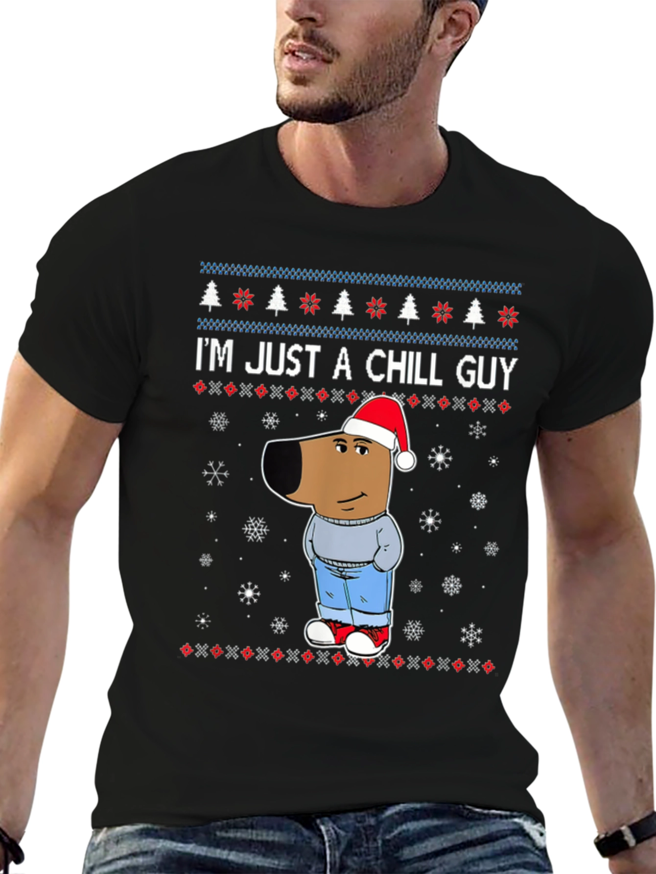 Black Chill Guy Christmas Graphic Tee view 6