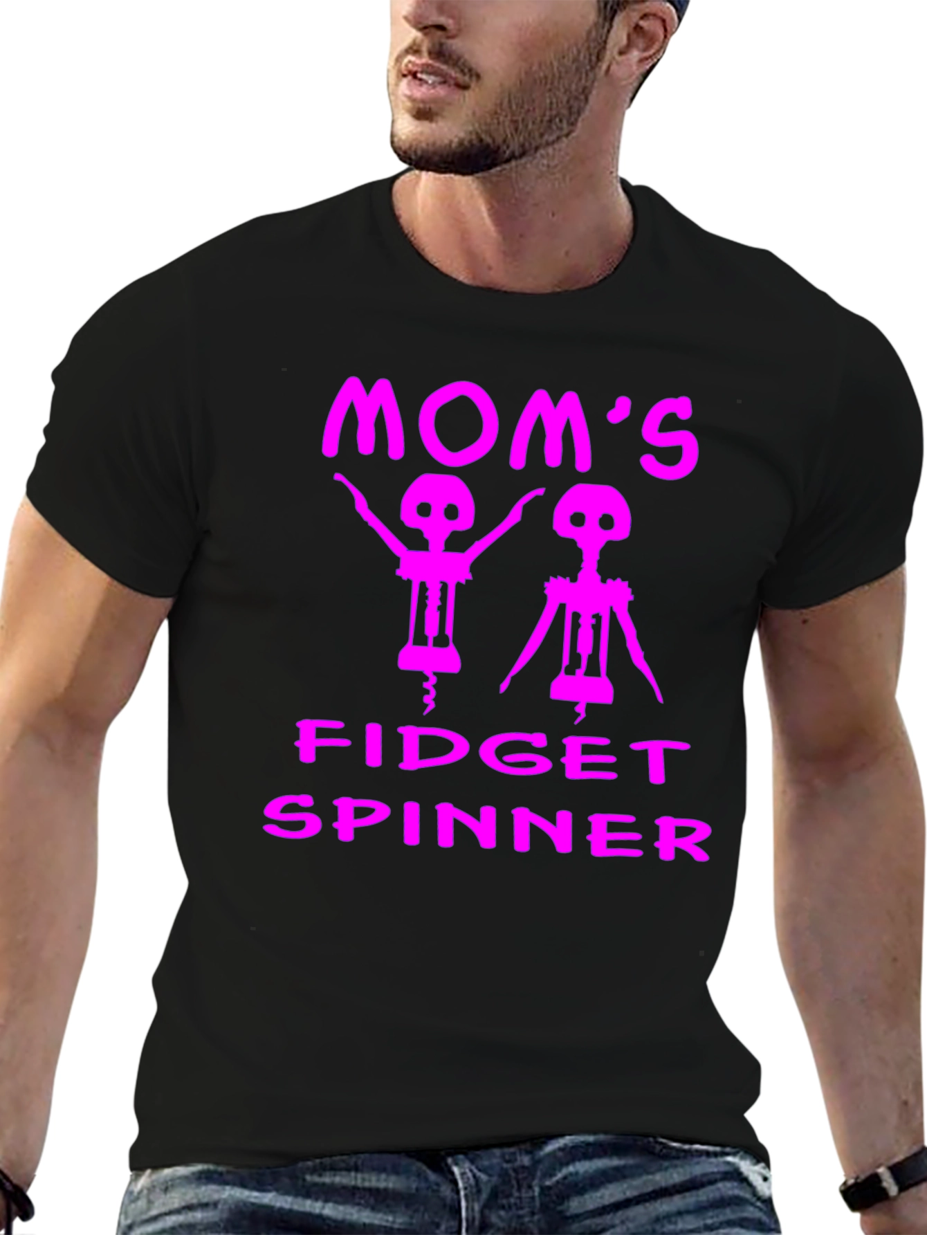 Black Mom's Fidget Spinner Funny T-Shirt view 6