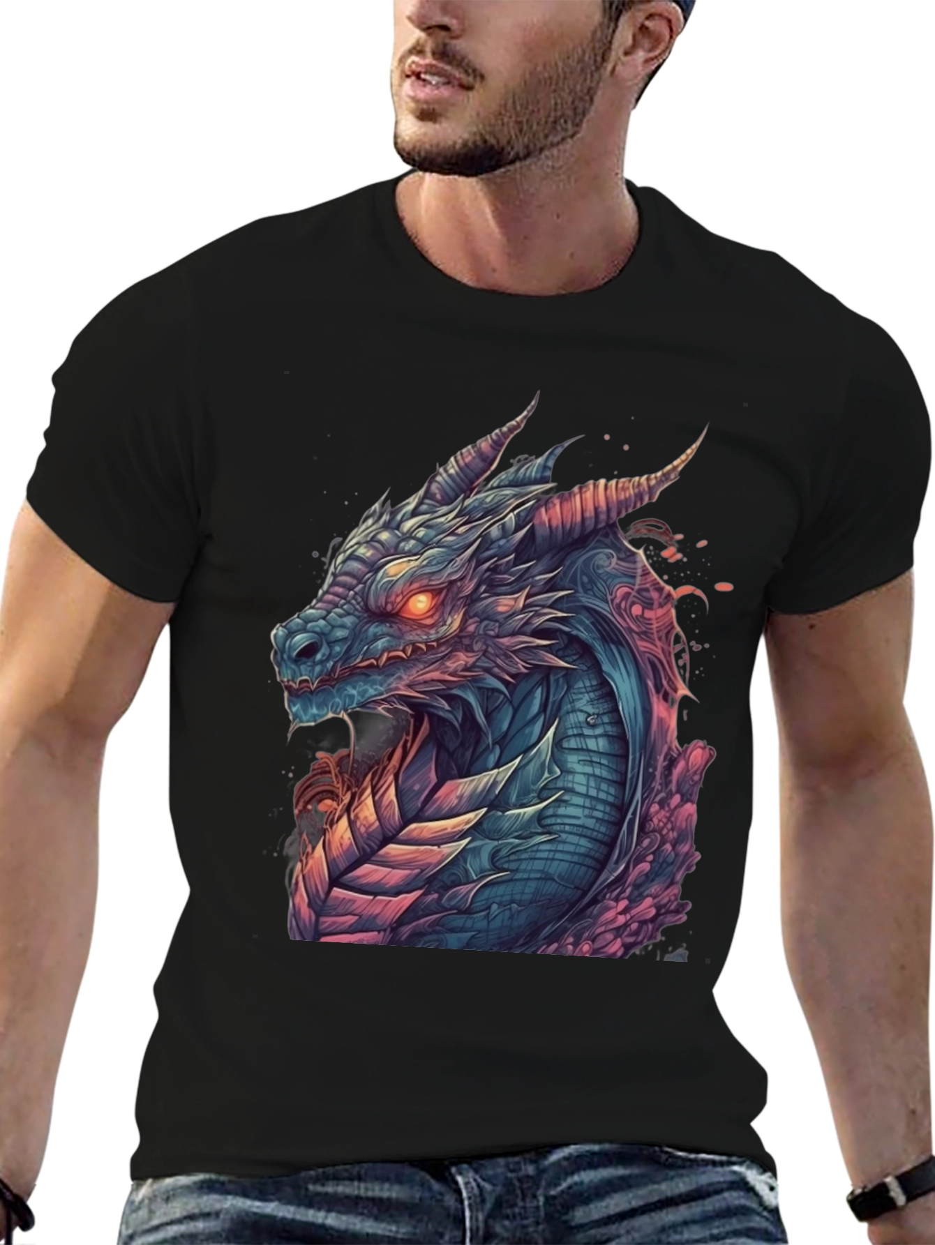 Black Dragon Graphic Tee - Men's Black T-Shirt view 6