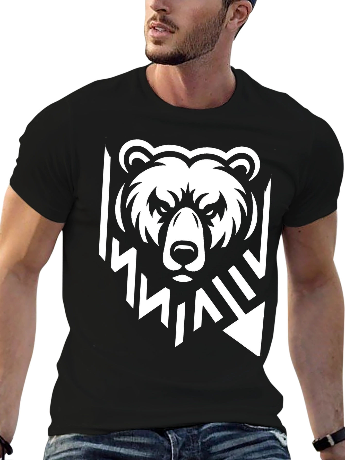 Black Bear Graphic Black T-Shirt - Modern Style view 6