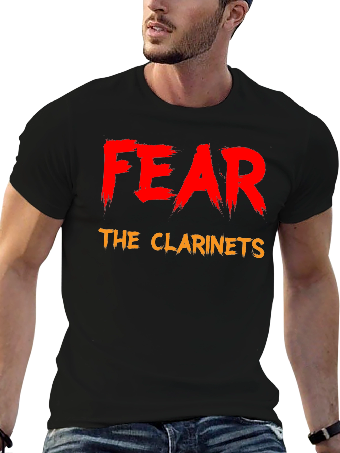 Black Fear the Clarinets T-Shirt - Funny Band Tee view 6