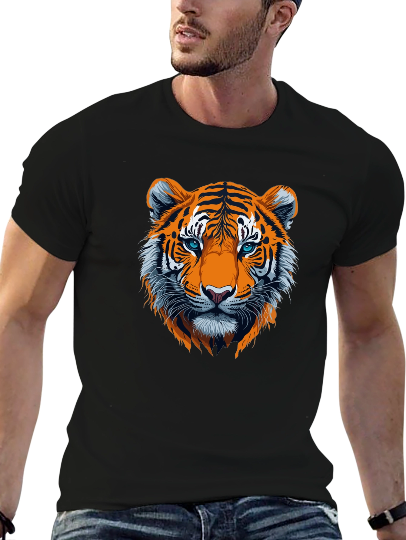 Black Bold Tiger Graphic Tee - Black view 6