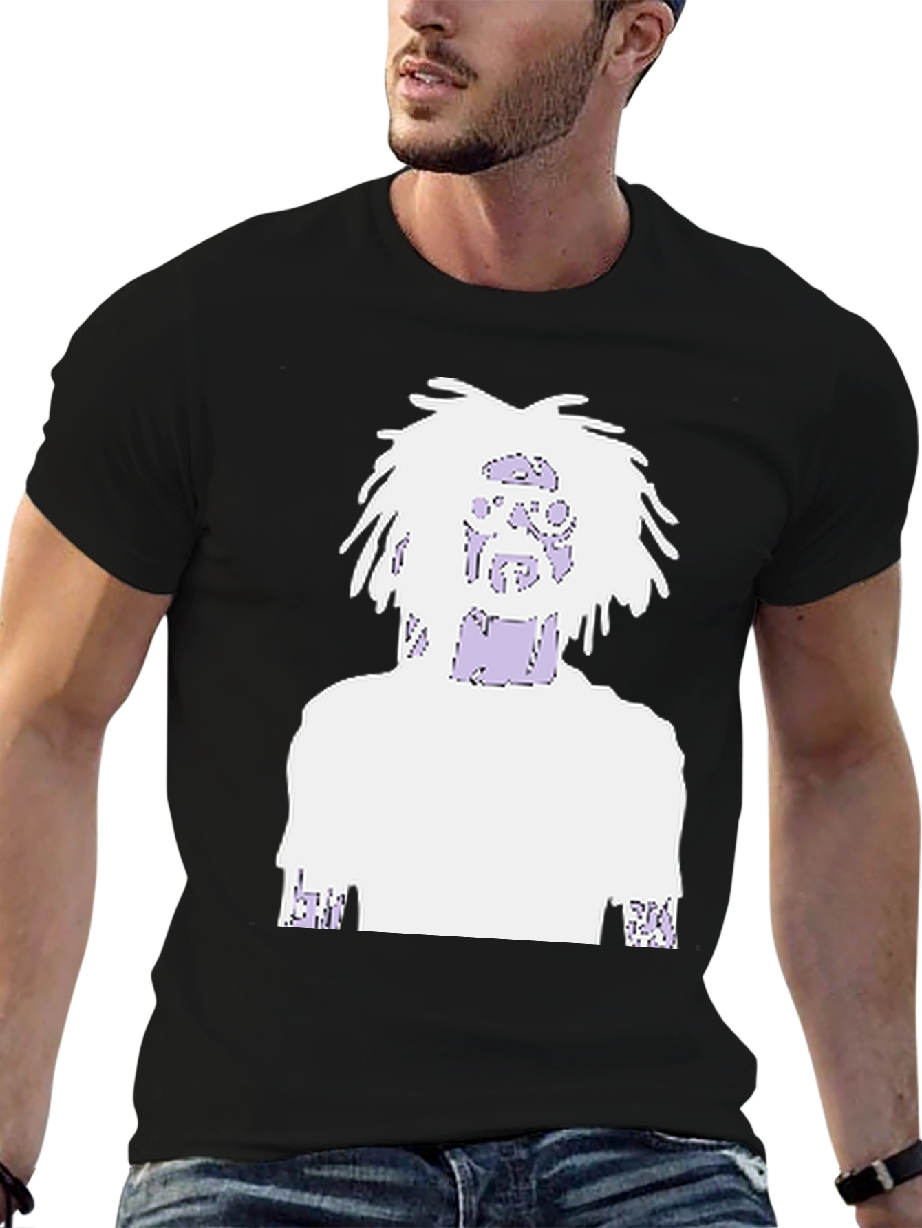 Black Graphic Print Tee - Black Cotton Blend view 6