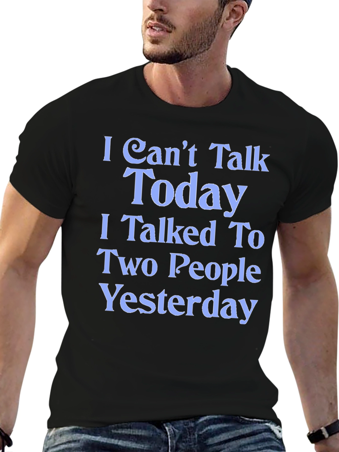 Black Funny 'I Can't Talk Today' Graphic Tee view 6