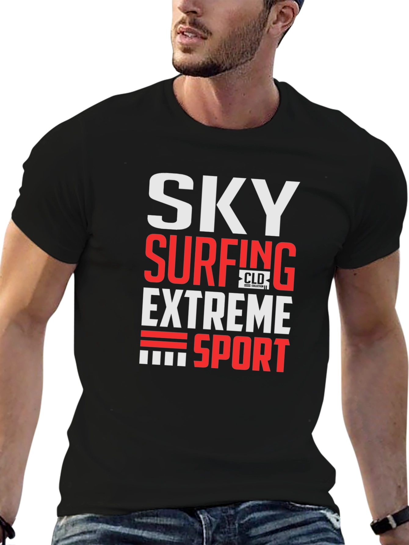 Black Sky Surfing Extreme Sport Graphic Tee view 6