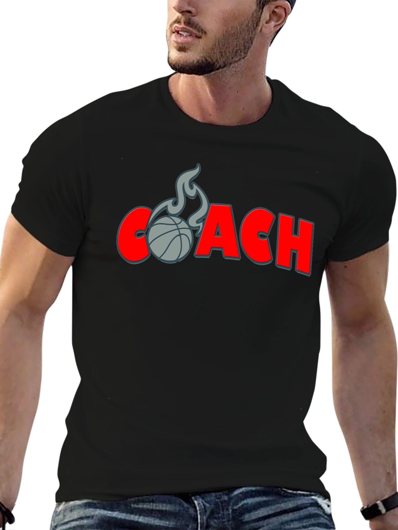 Black Basketball Coach T-Shirt - Graphic Tee view 6