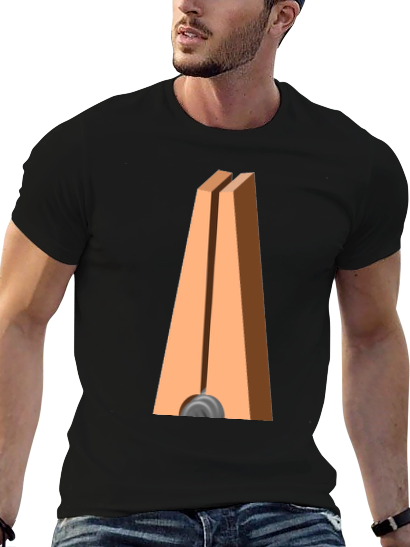 Black Novelty Clothespin Graphic Tee - Quirky Casual Wear view 6