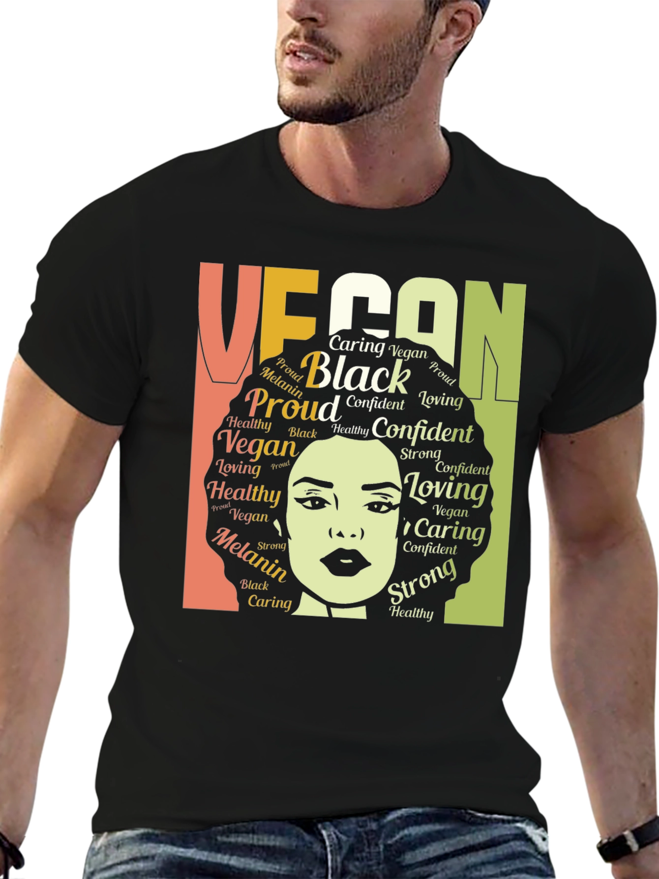 Black Vegan Black Melanin Proud T-Shirt view 6