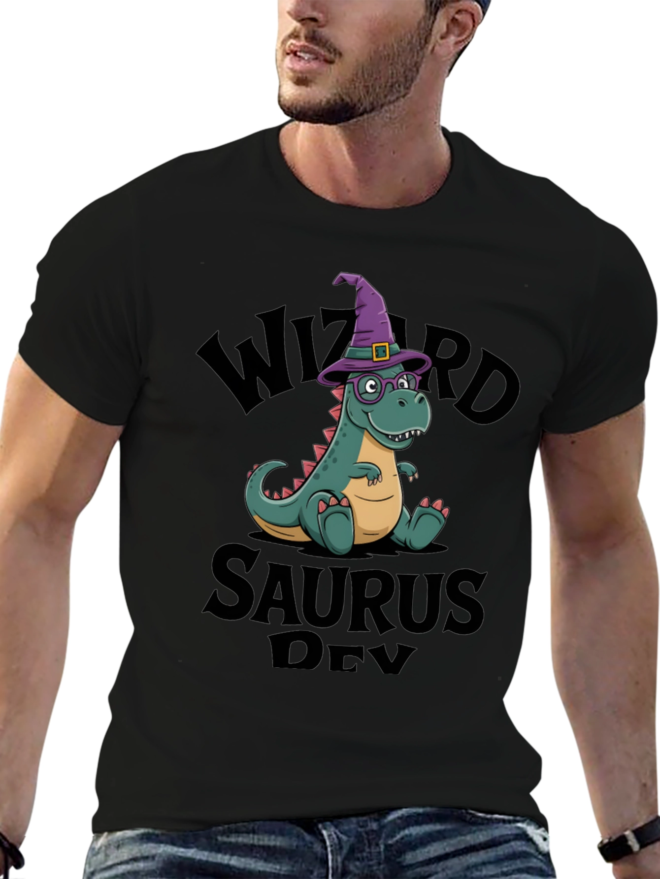 Black Wizard Saurus Dev T-Shirt view 6