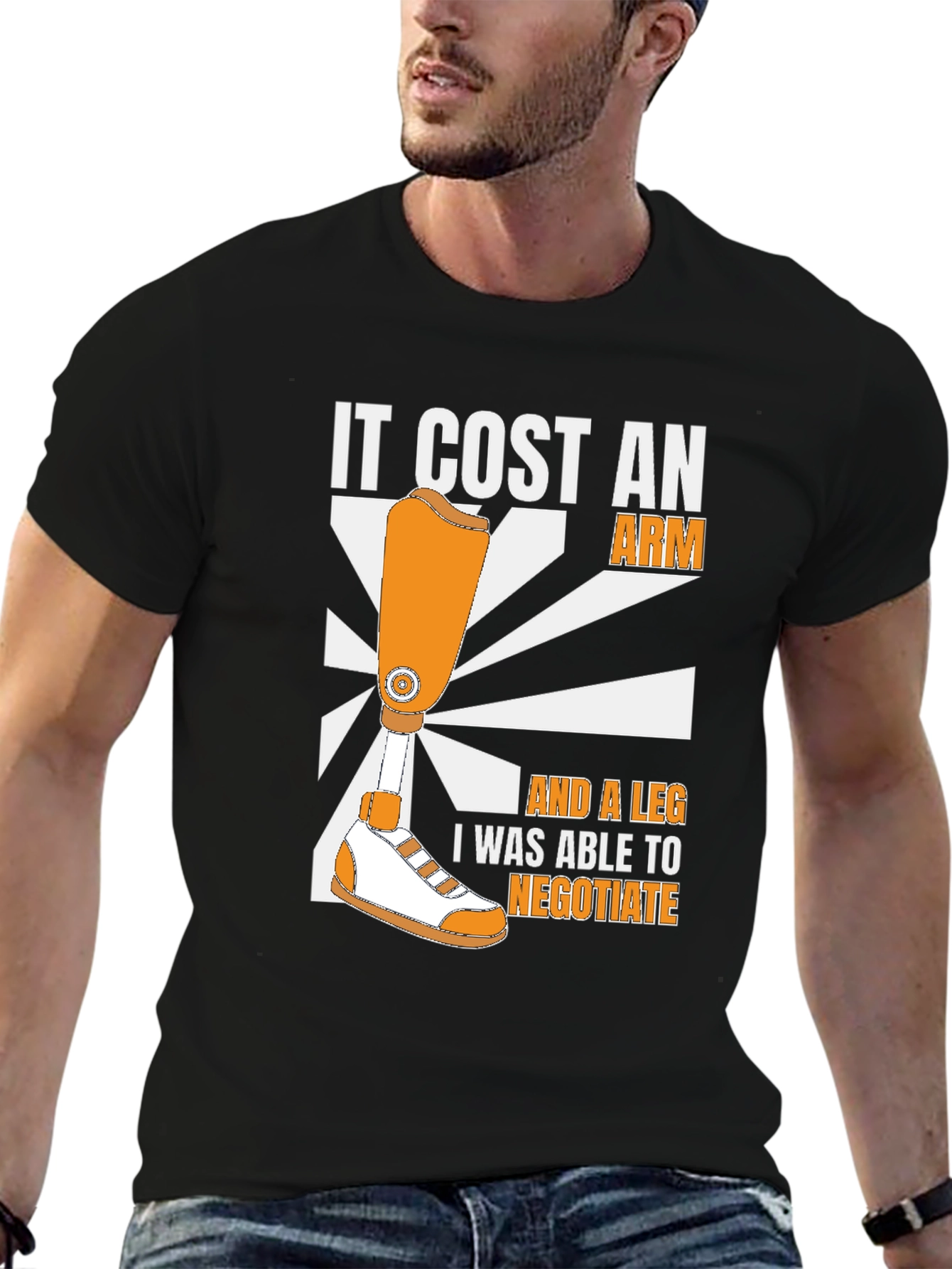 Black Funny "It Cost an Arm" Graphic T-Shirt view 6