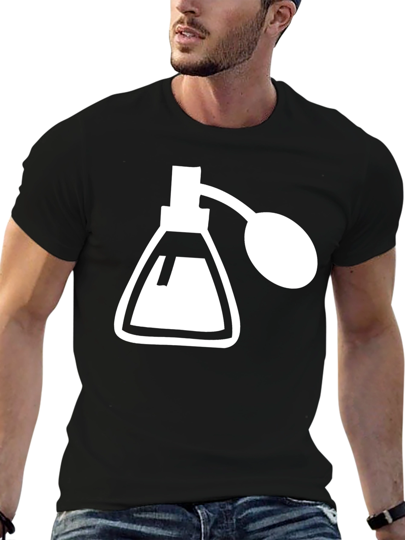 Black Perfume Atomizer T-Shirt - Stylish & Unique Design view 6