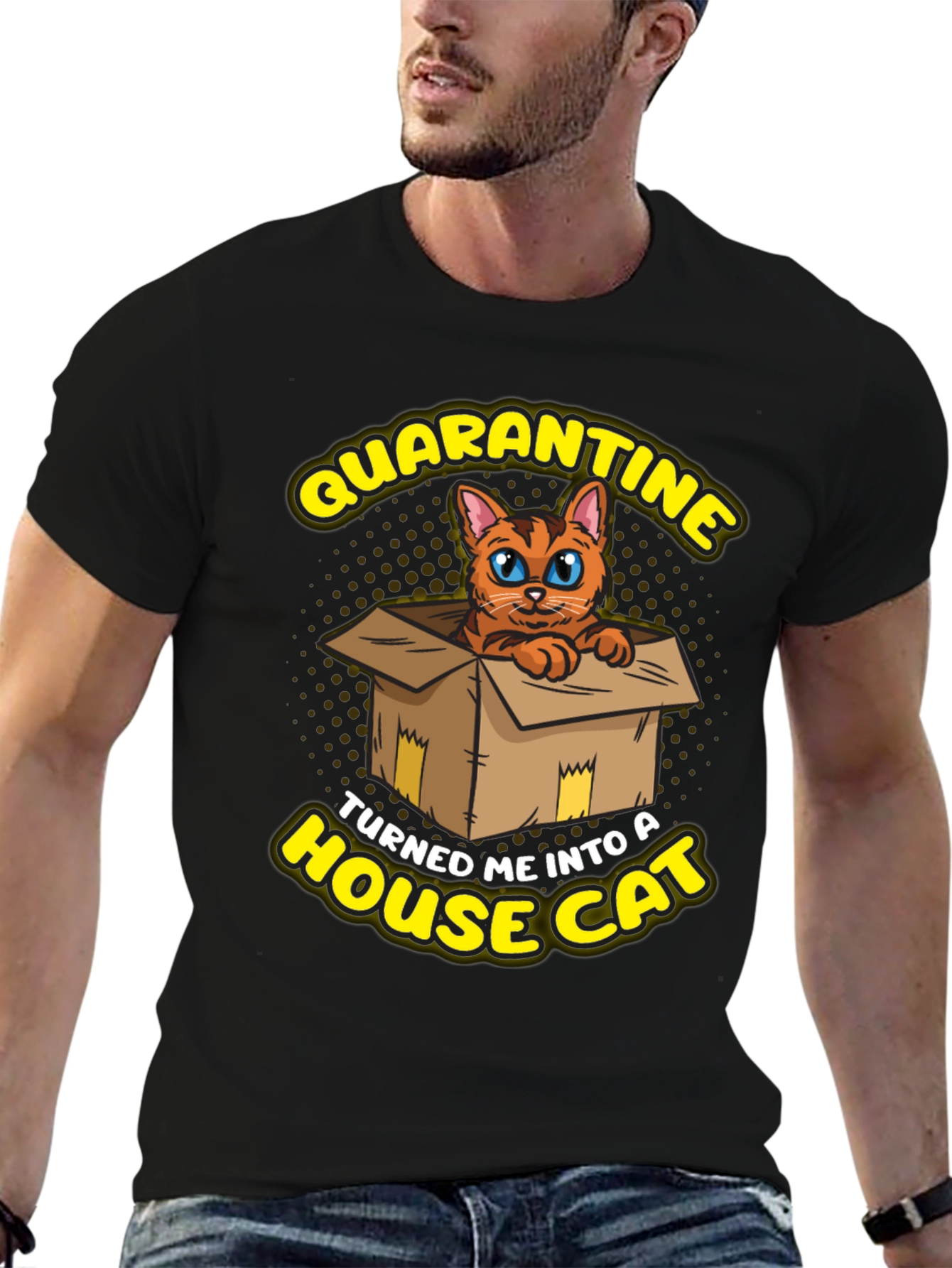 Black Quarantine House Cat Graphic Tee view 6