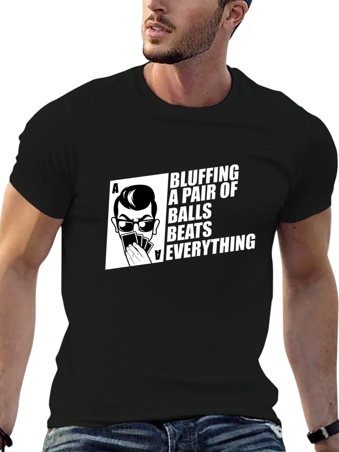 Black Bluffing Balls Graphic Tee - Poker T-Shirt view 6