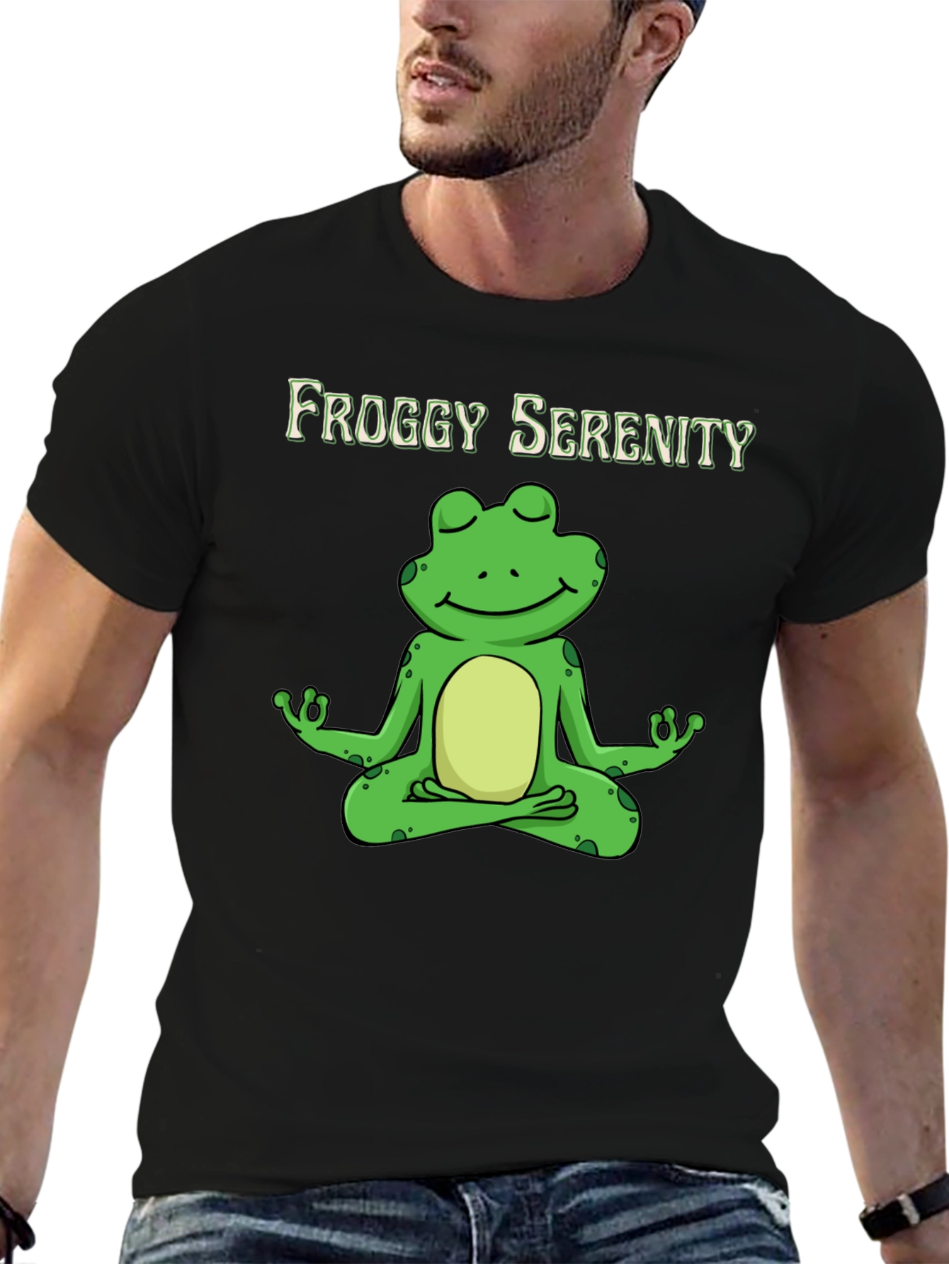 Black Froggy Serenity Meditation T-Shirt - Relax & Unwind view 6