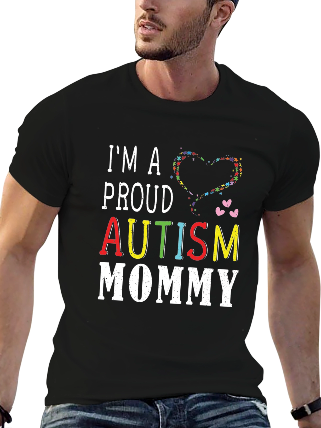 Black Proud Autism Mommy T-Shirt  view 6