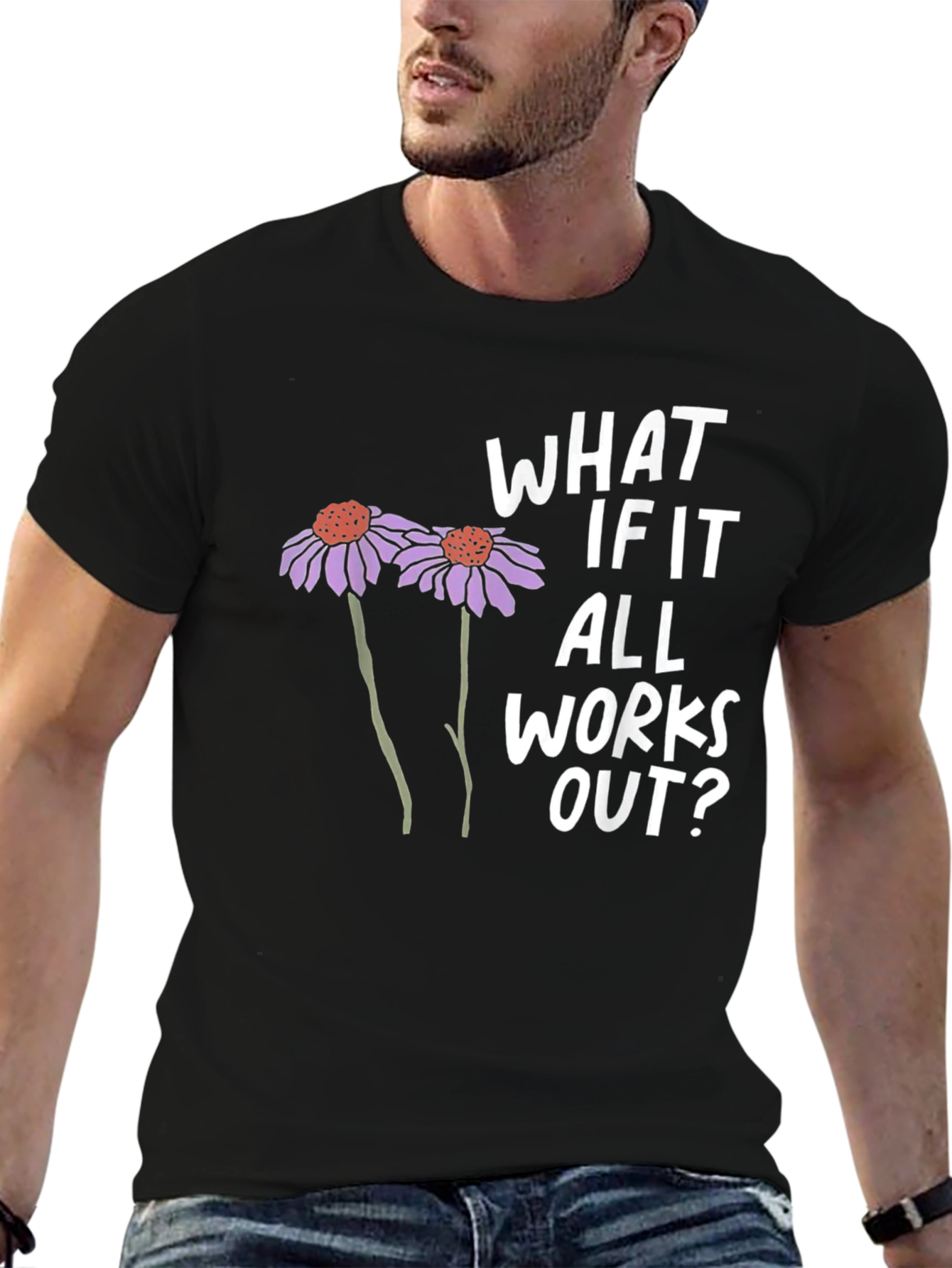 Black Optimistic Graphic Tee - What If It All Works Out? view 6