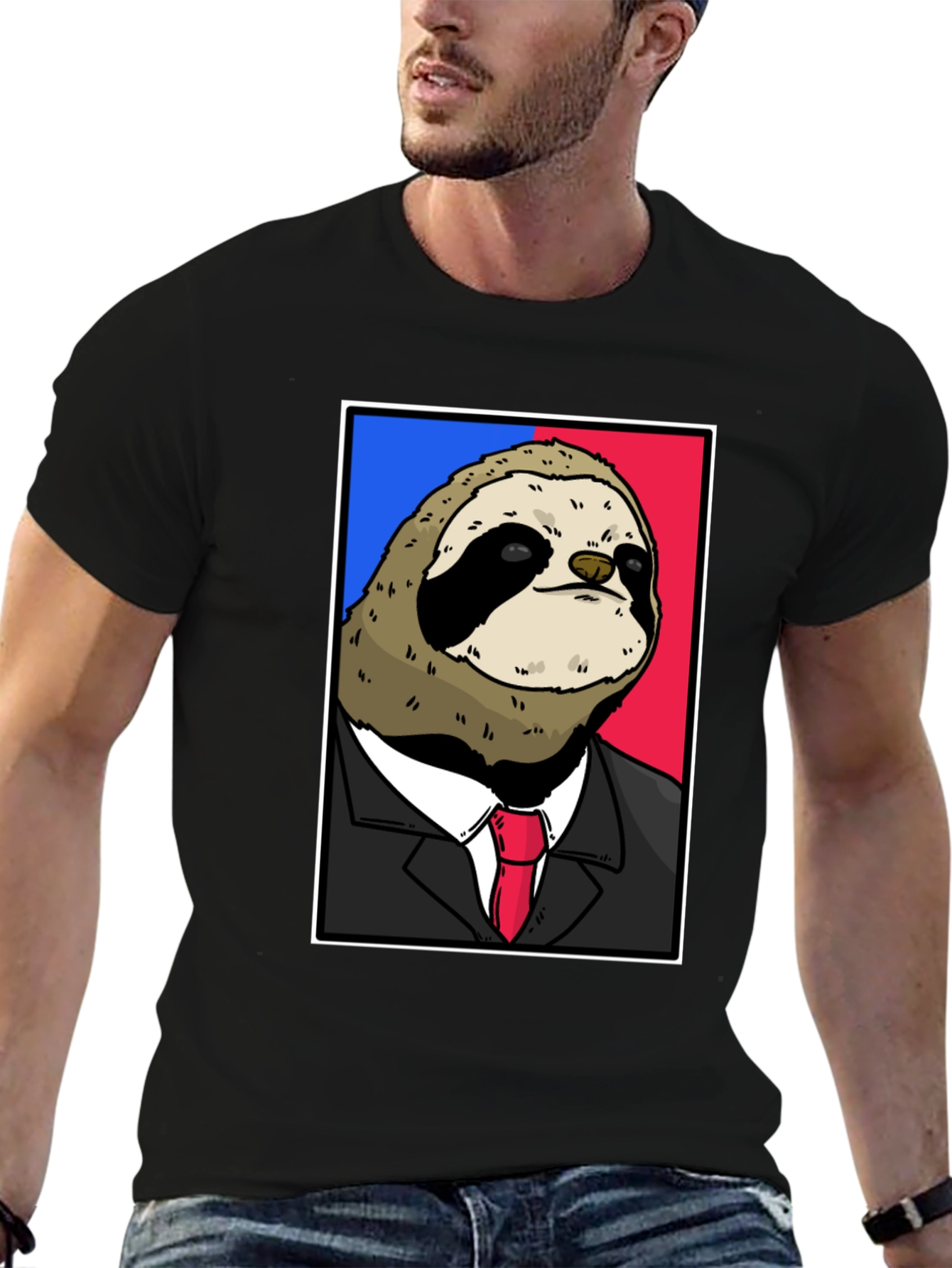 Black Sloth Boss T-Shirt - Funny Animal Tee view 6