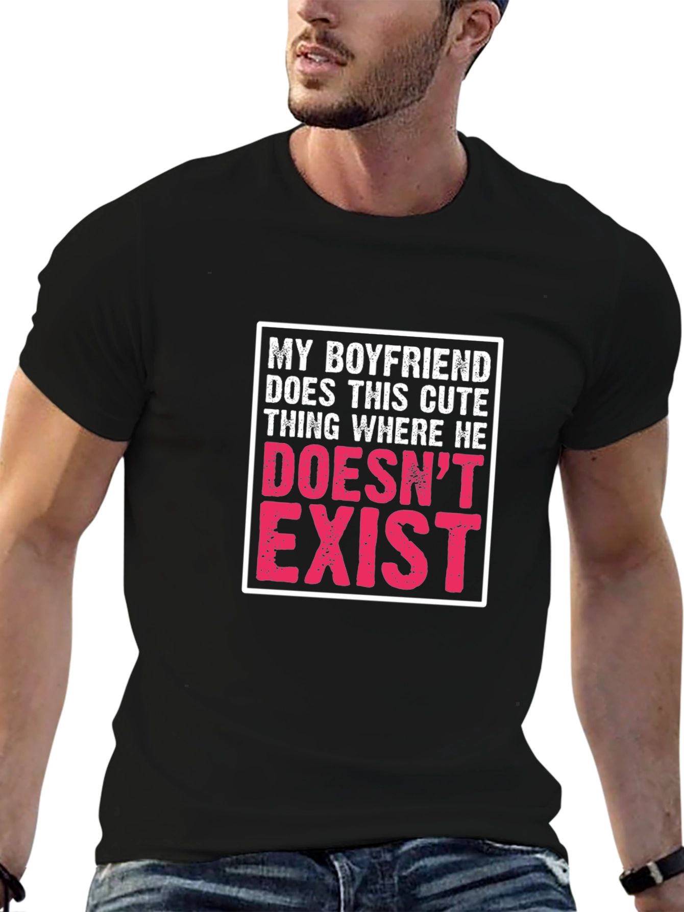 Black My Boyfriend Doesn't Exist Graphic T-Shirt view 6