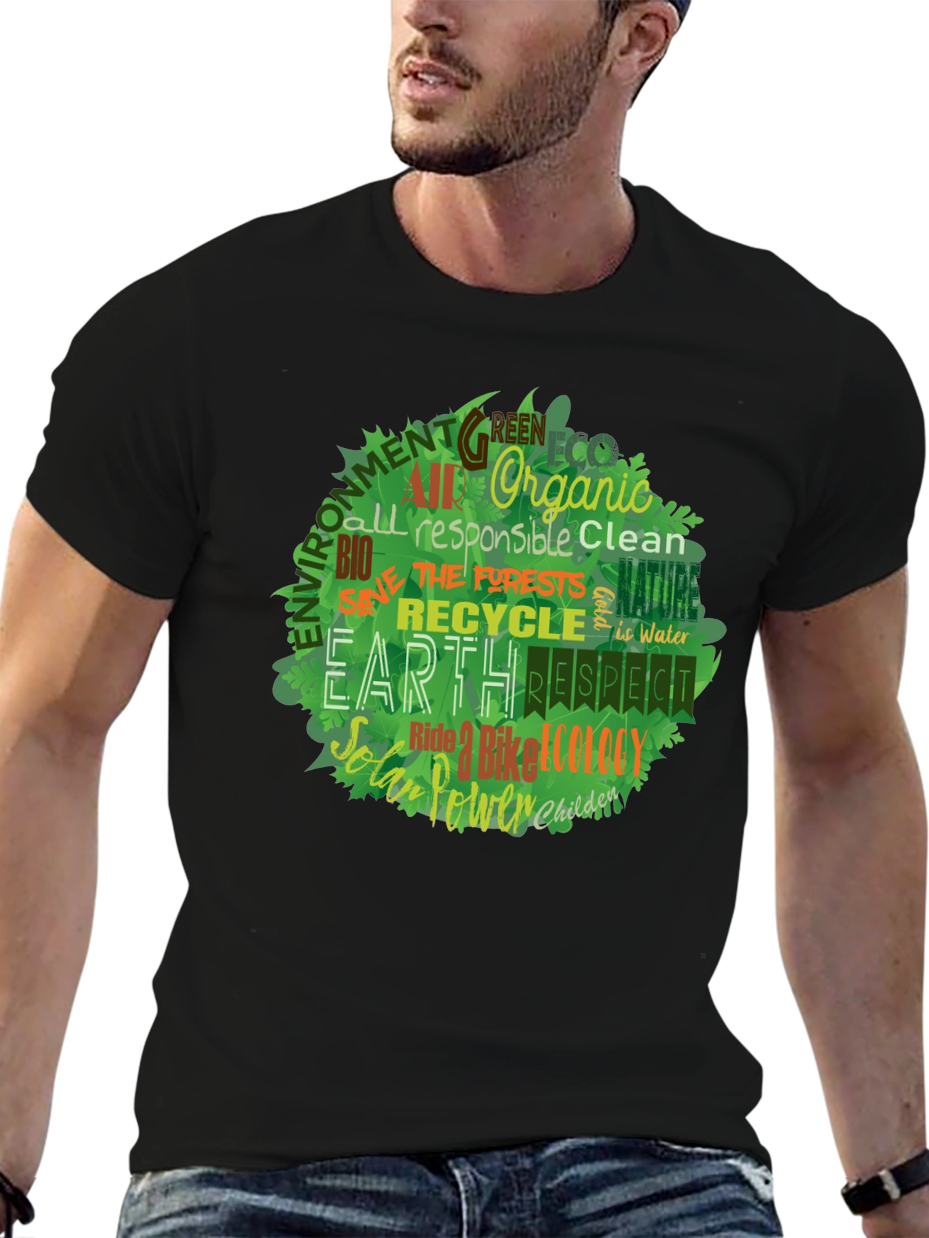 Black Eco Friendly Earth T-Shirt view 6