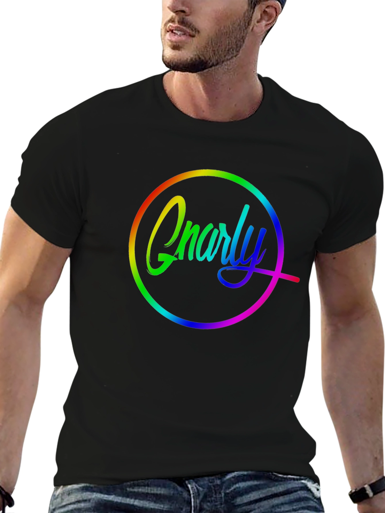 Black Gnarly Rainbow Graphic T-Shirt view 6