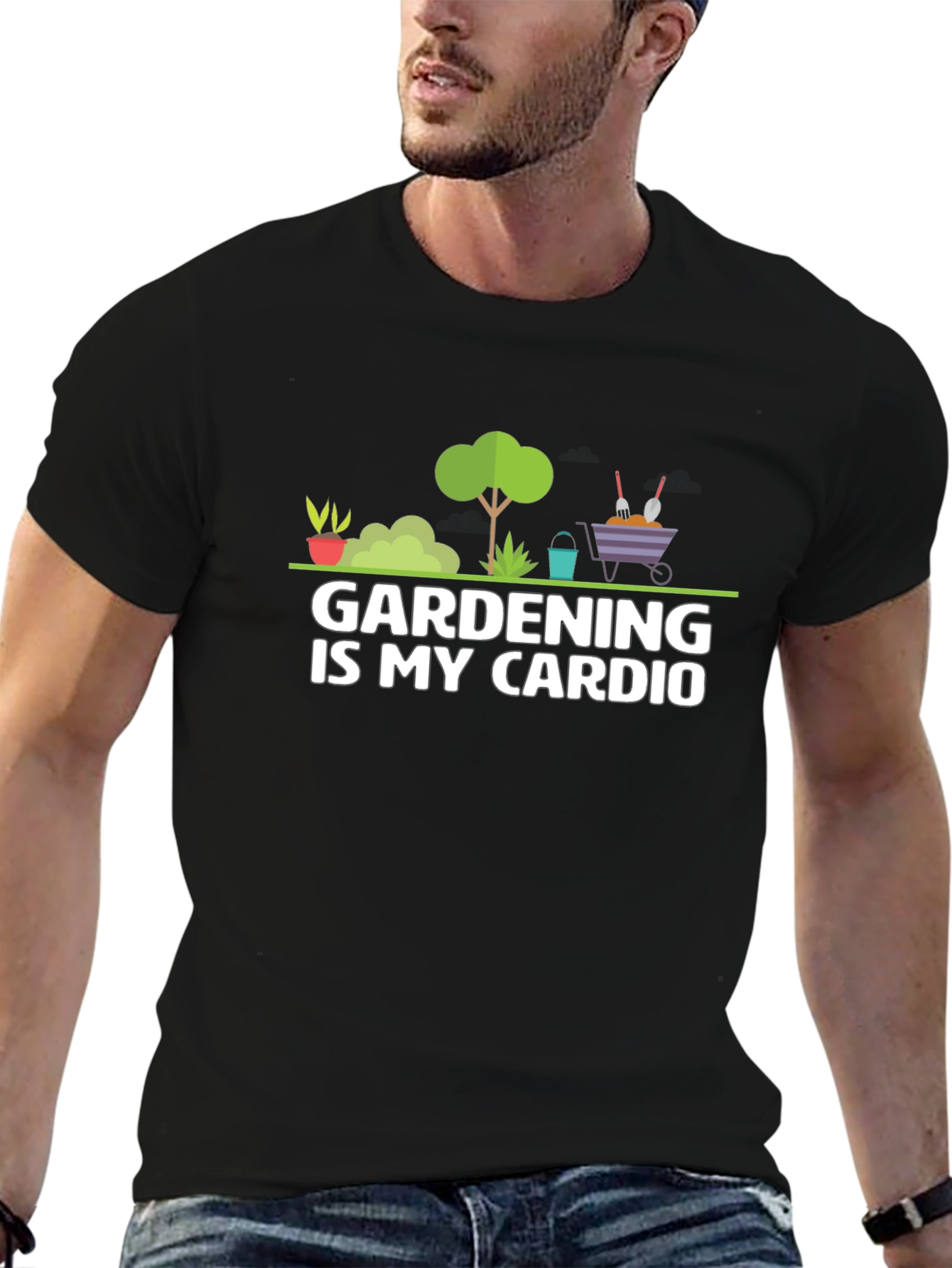 Black Gardening is My Cardio T-Shirt view 6