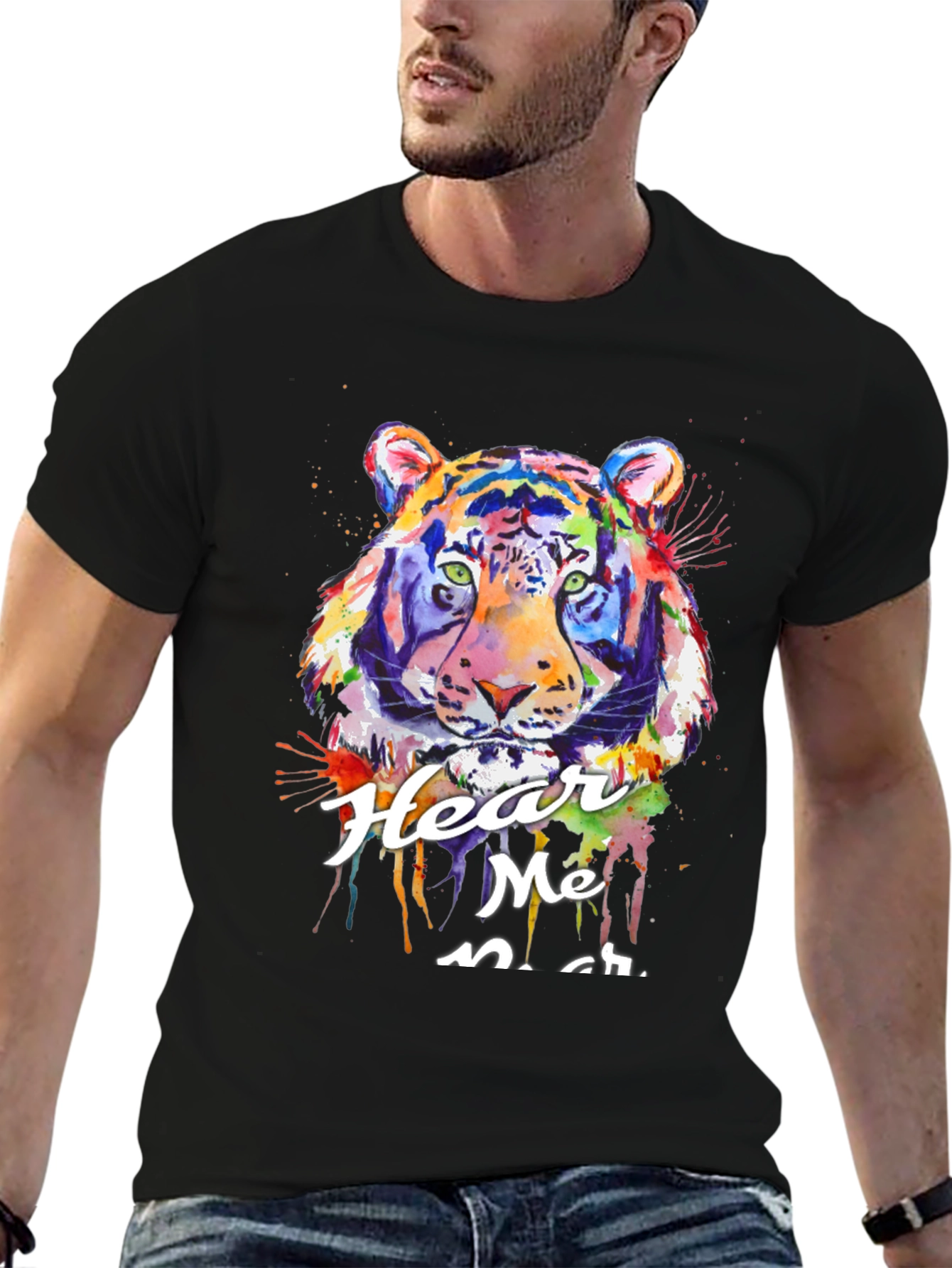 Black Vibrant Tiger Graphic Tee - Hear Me Roar! view 6