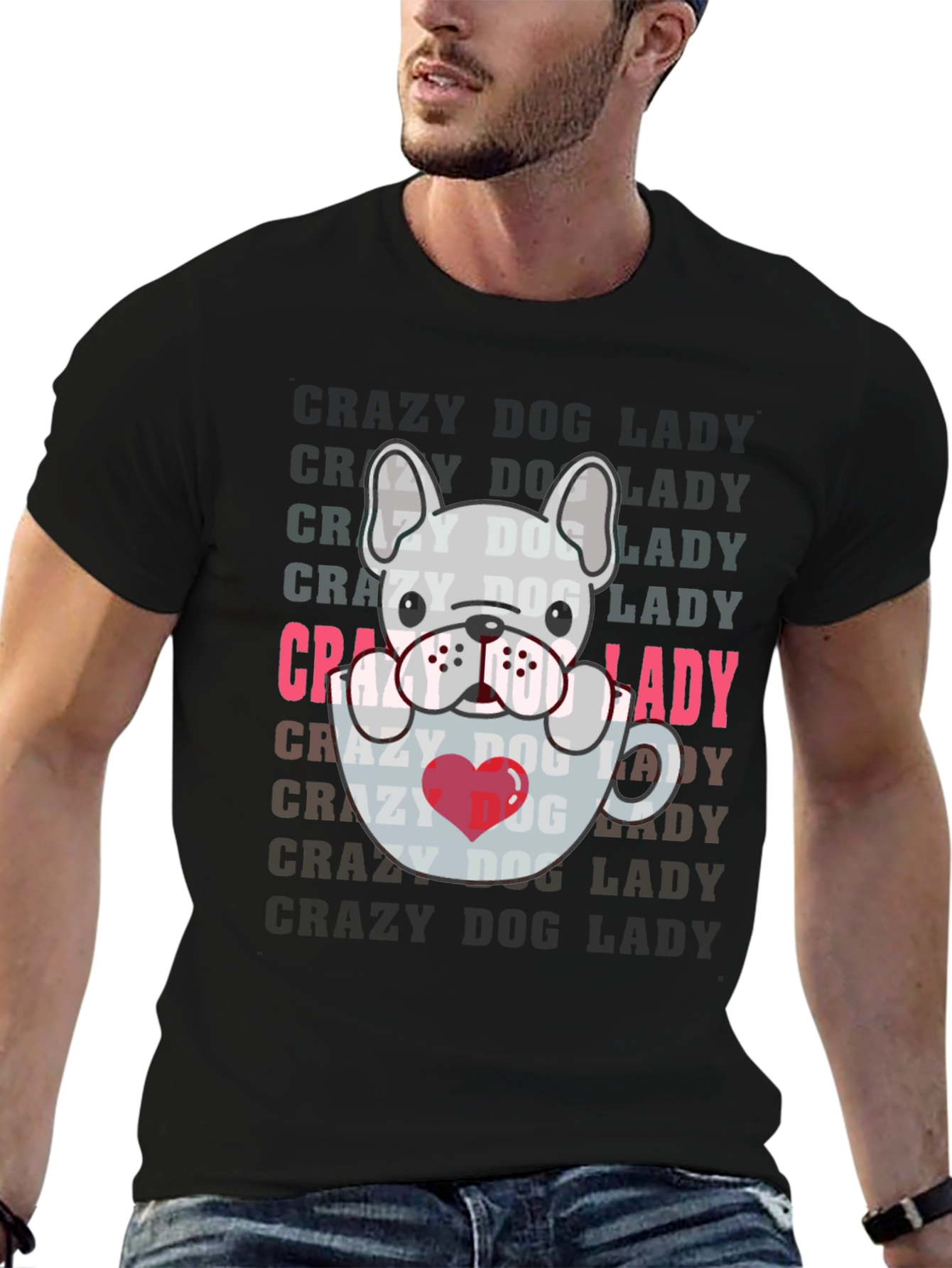 Black Crazy Dog Lady T-Shirt view 6