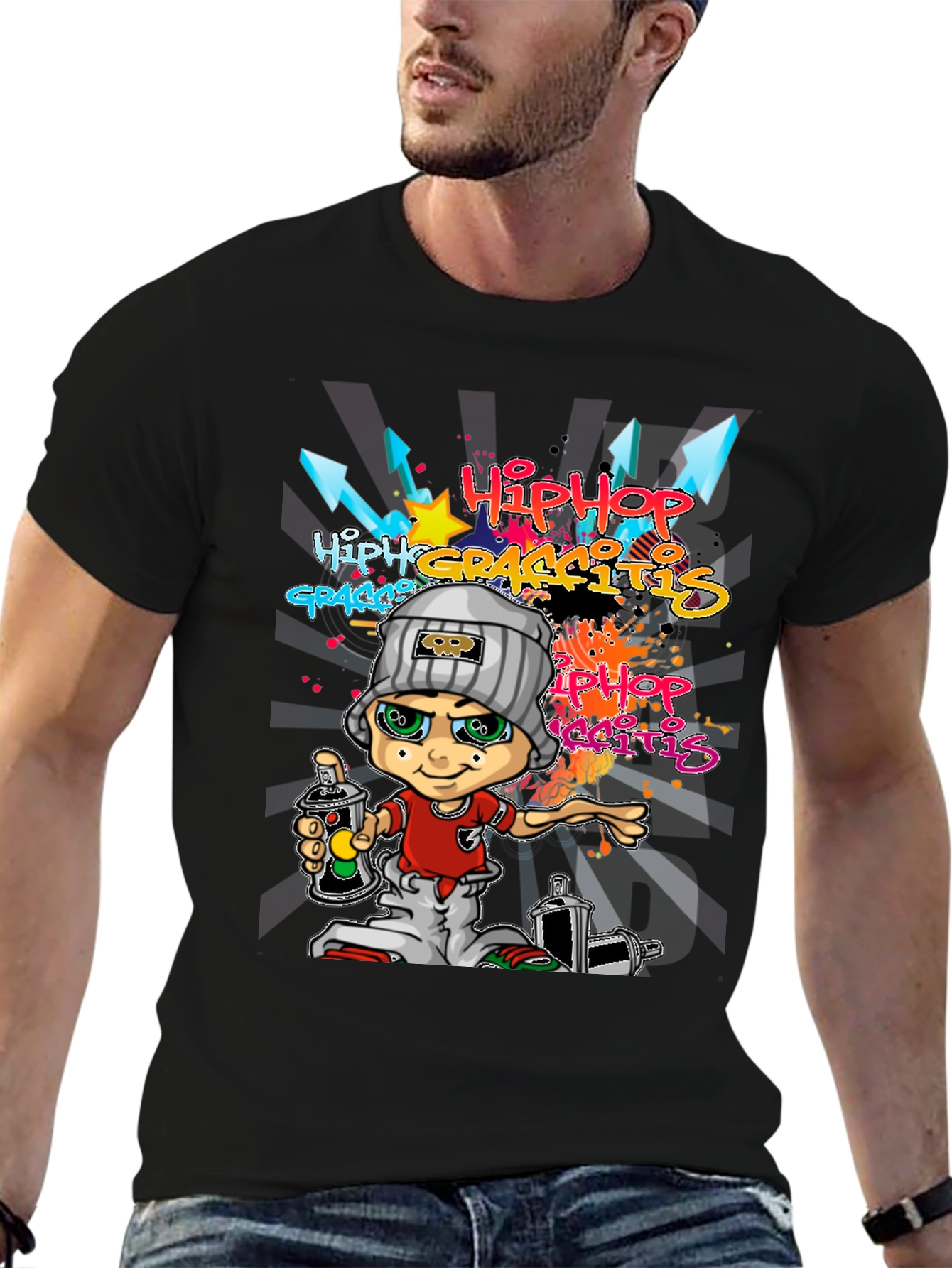 Black Hip Hop Graffiti T-Shirt - Urban Style view 6