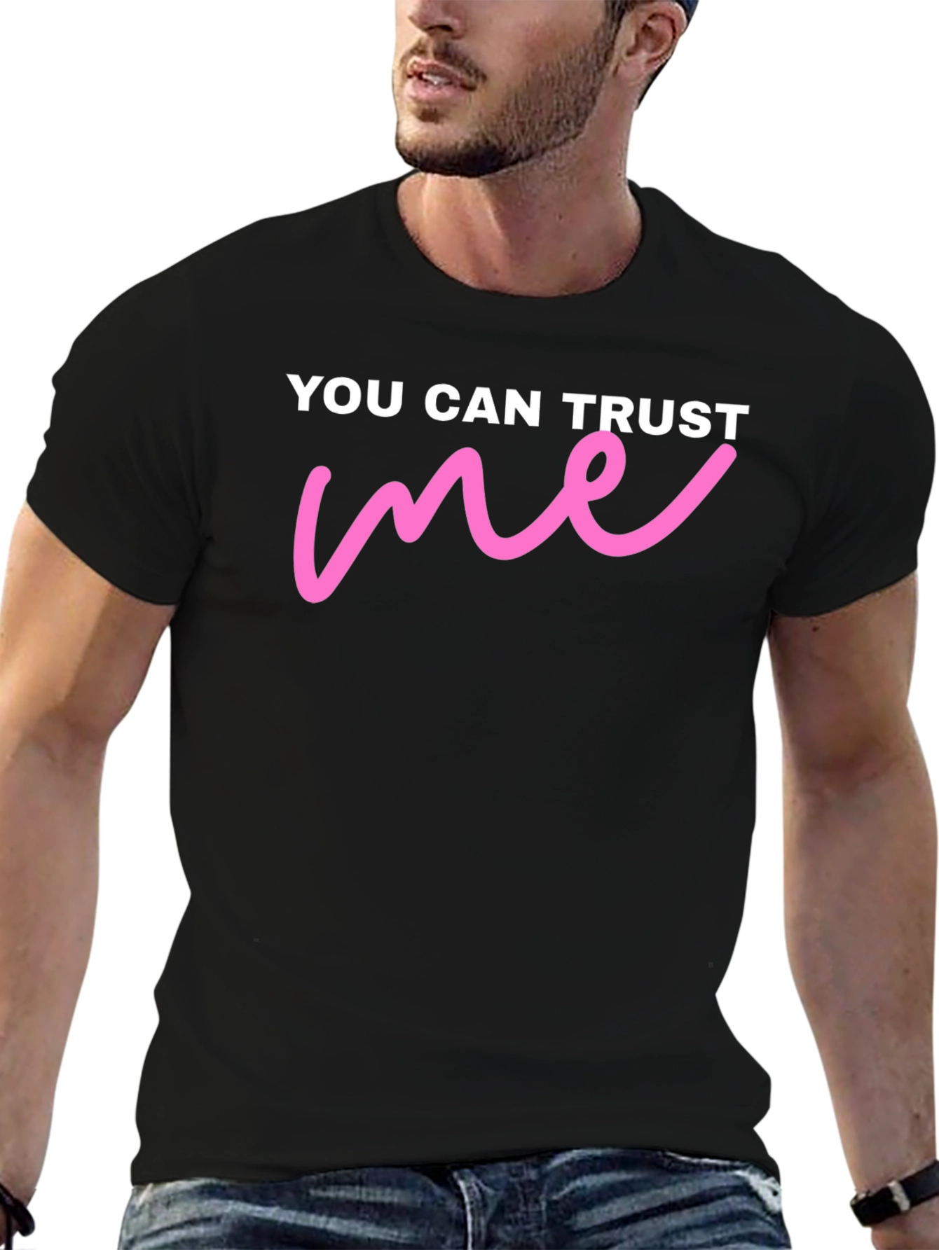 Black You Can Trust Me Graphic Tee - Trendy Casual Comfort view 6