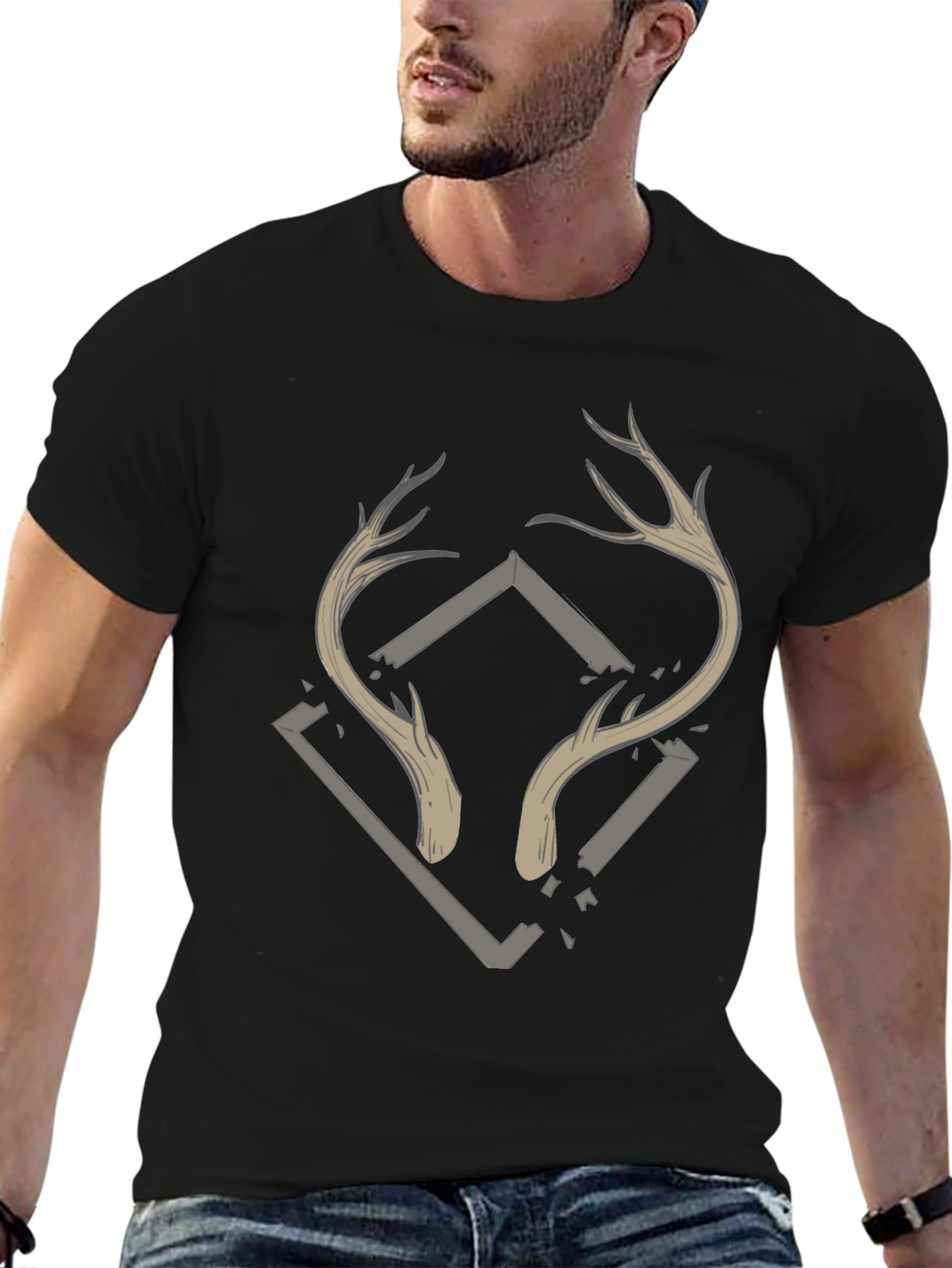 Black Antler Graphic Print Tee - Stylish & Unique view 6