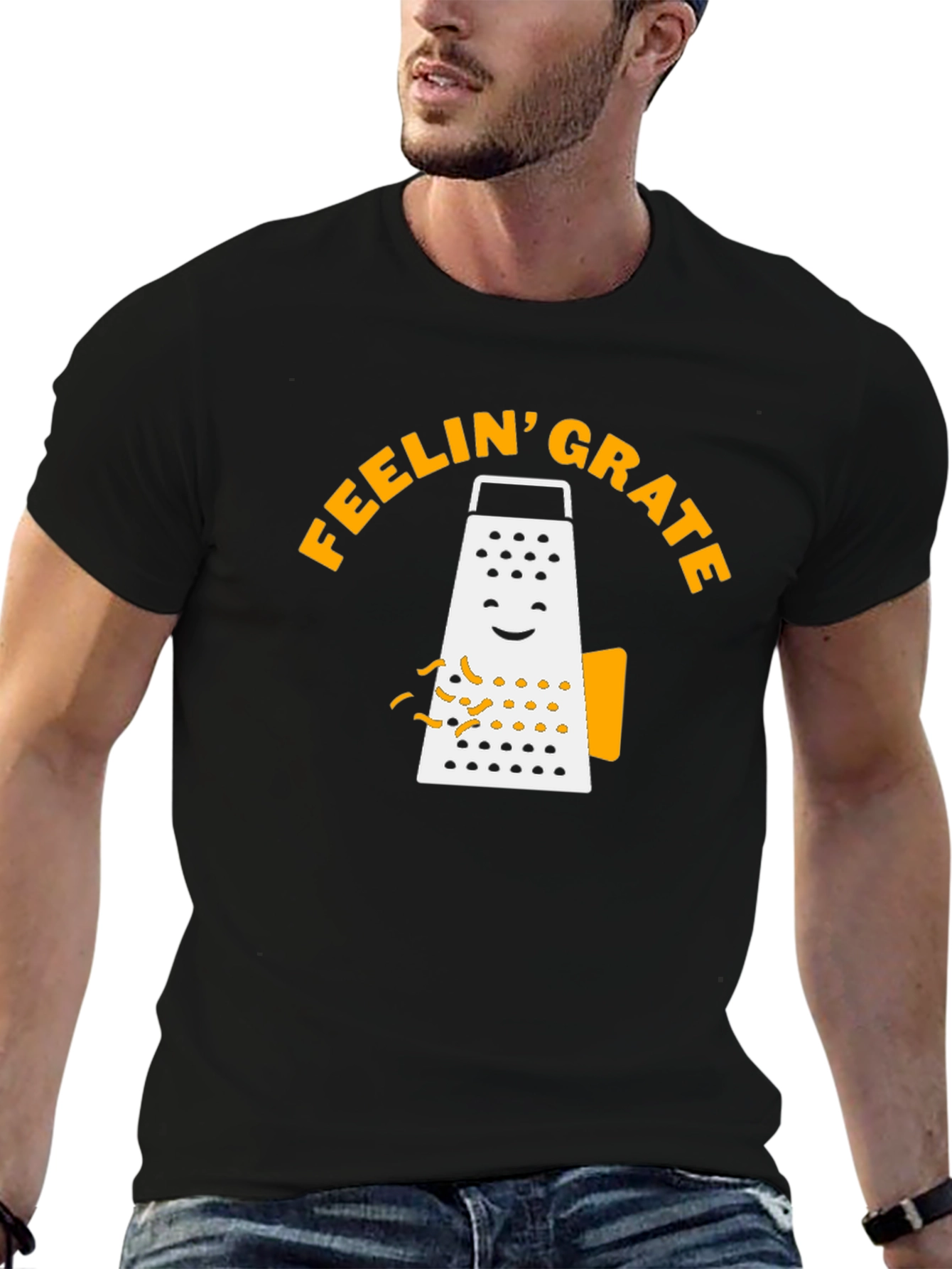 Black Feelin' Grate T-Shirt - Funny Cheese Grater Graphic Tee view 6