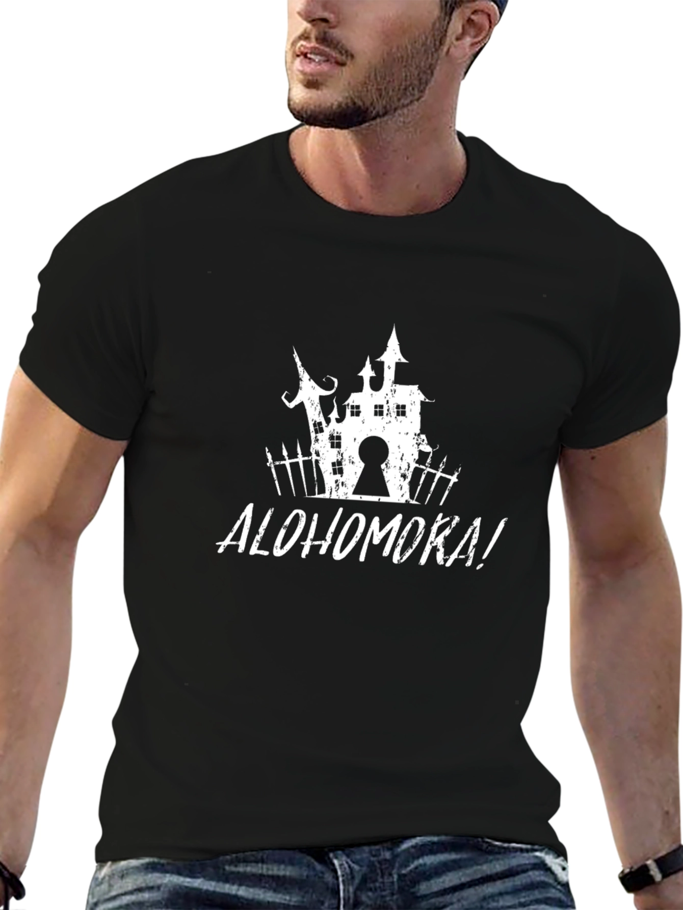 Black Alohomora Haunted House T-Shirt view 6
