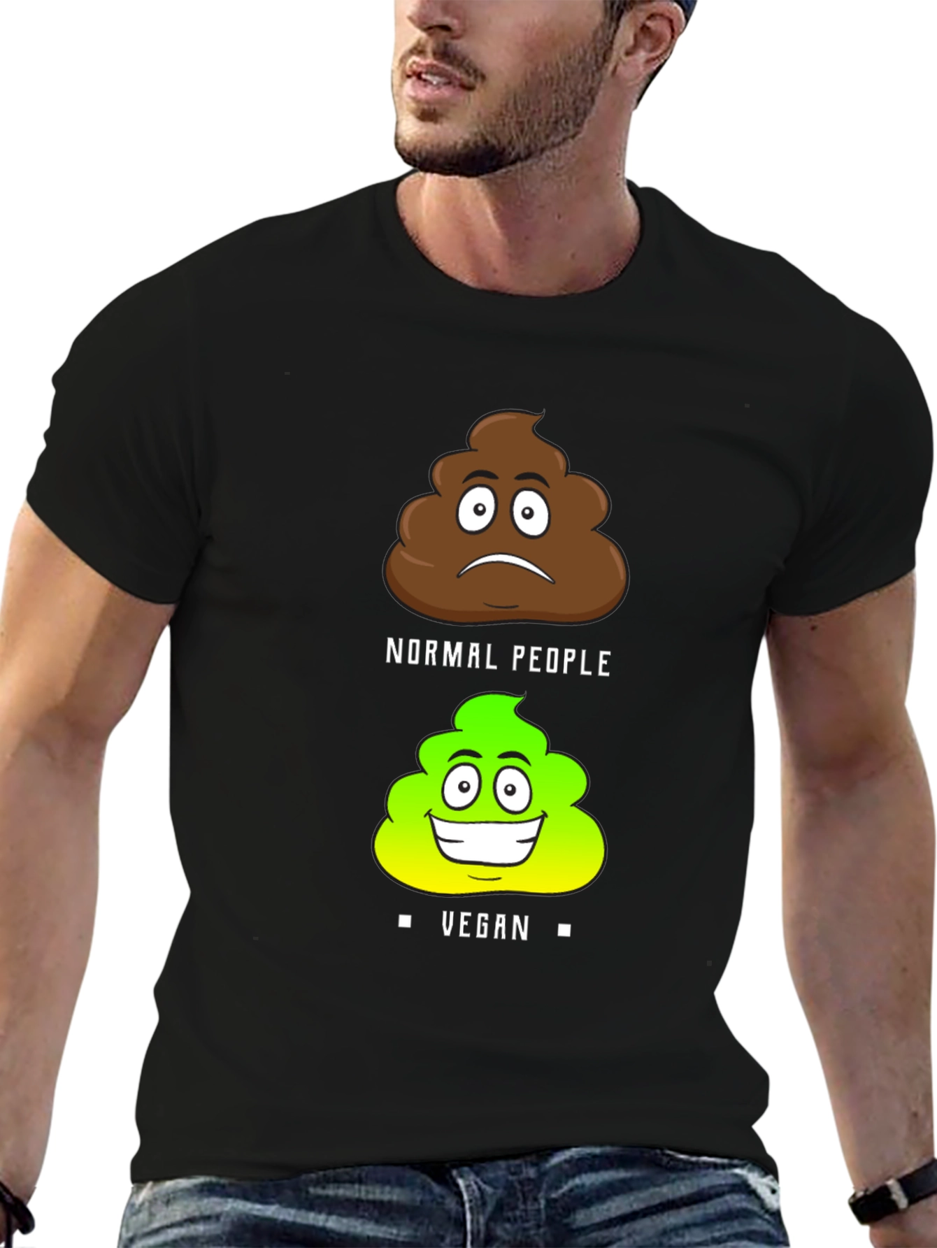 Black Vegan Poop Humor T-Shirt view 6