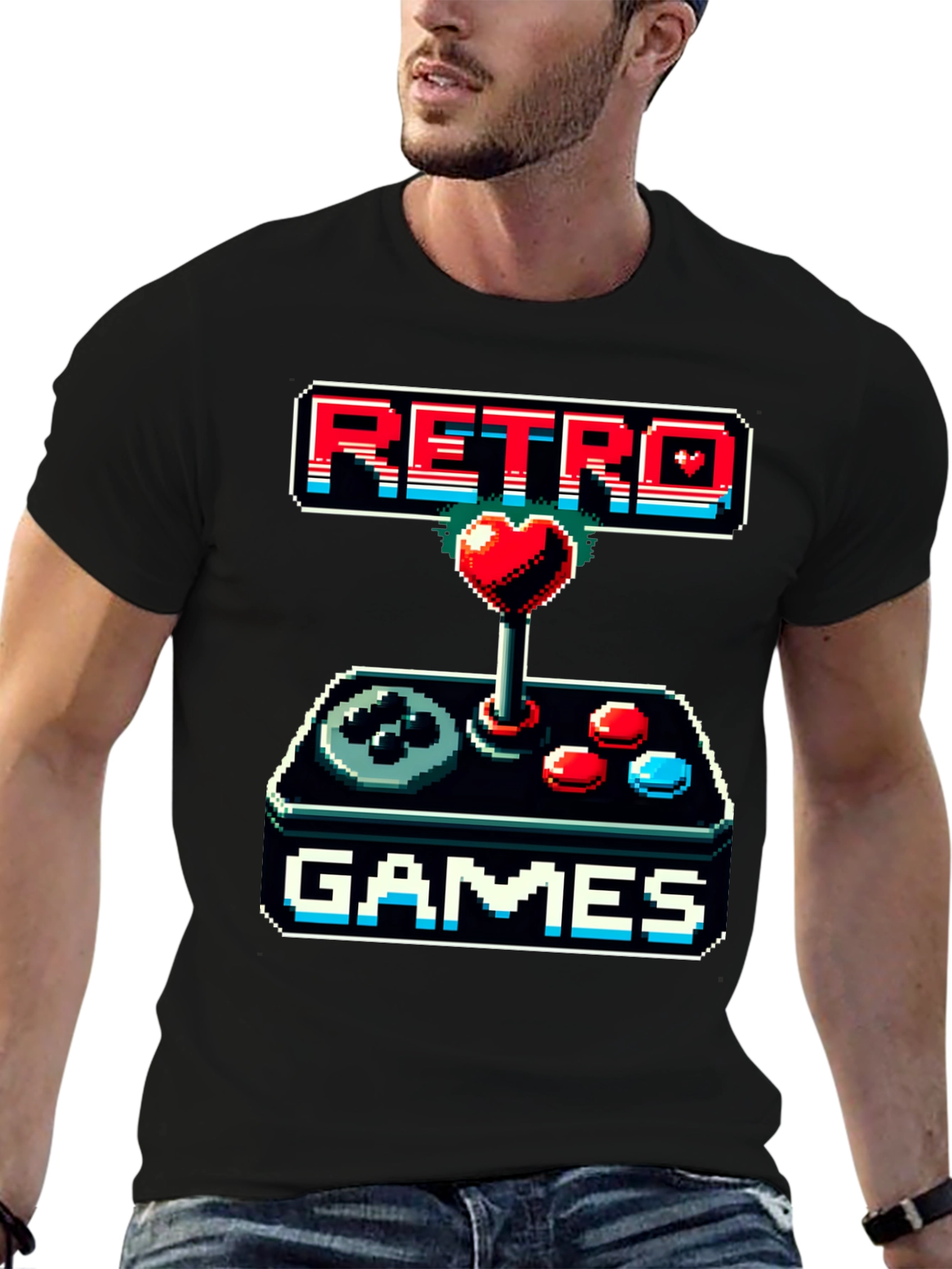 Black Retro Games Pixel Art T-Shirt view 6