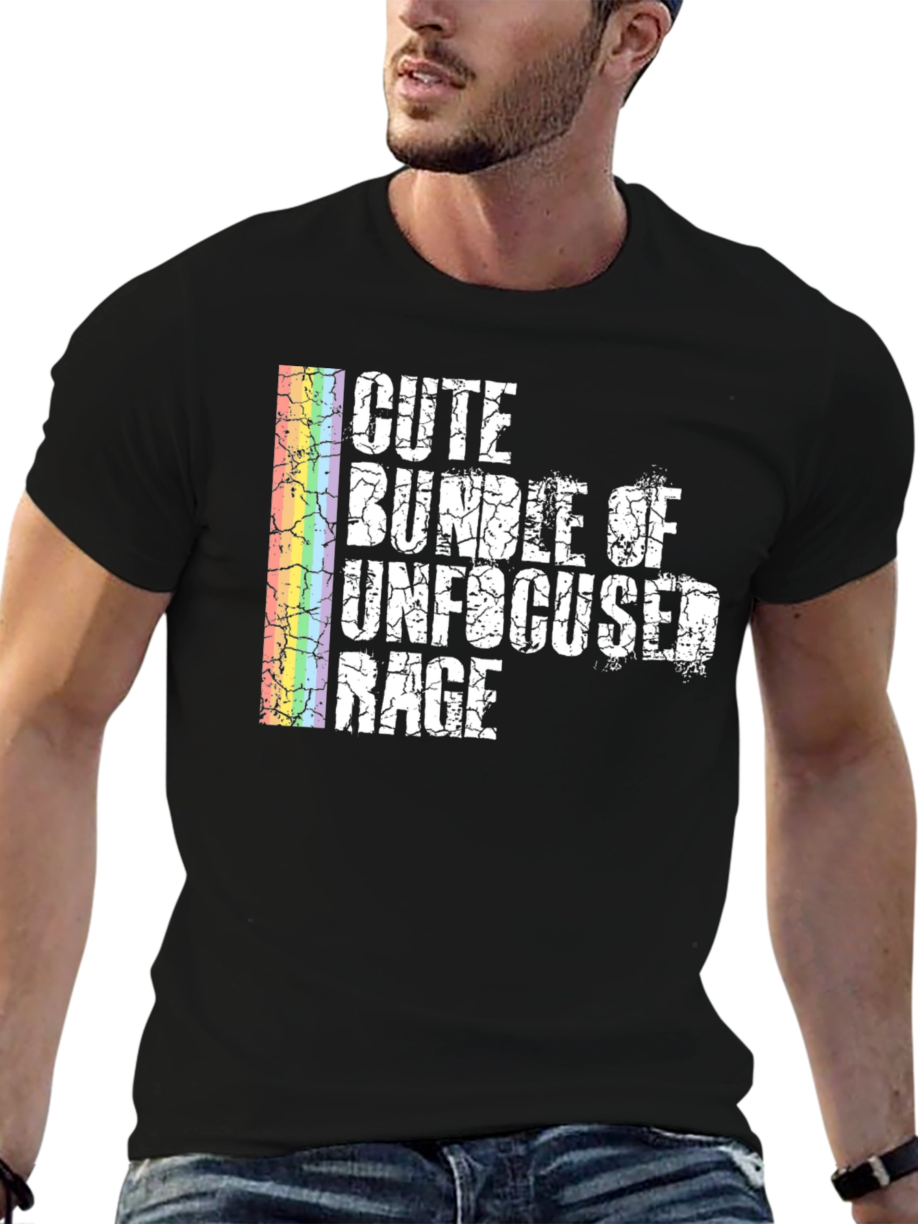 Black Cute Bundle Of Unfocused Rage T-Shirt view 6