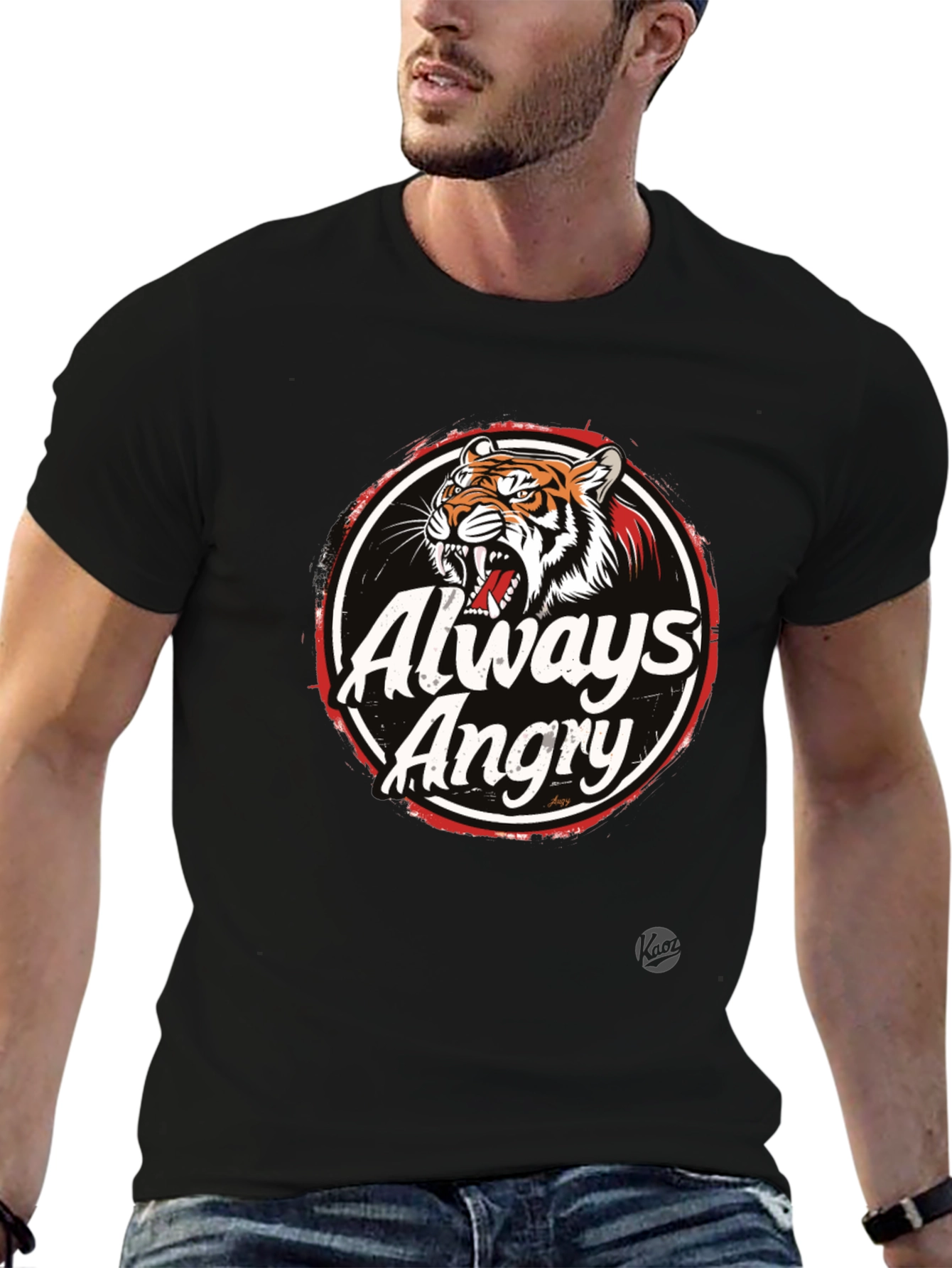 Black Always Angry Graphic T-Shirt - Men's Black Tee view 6