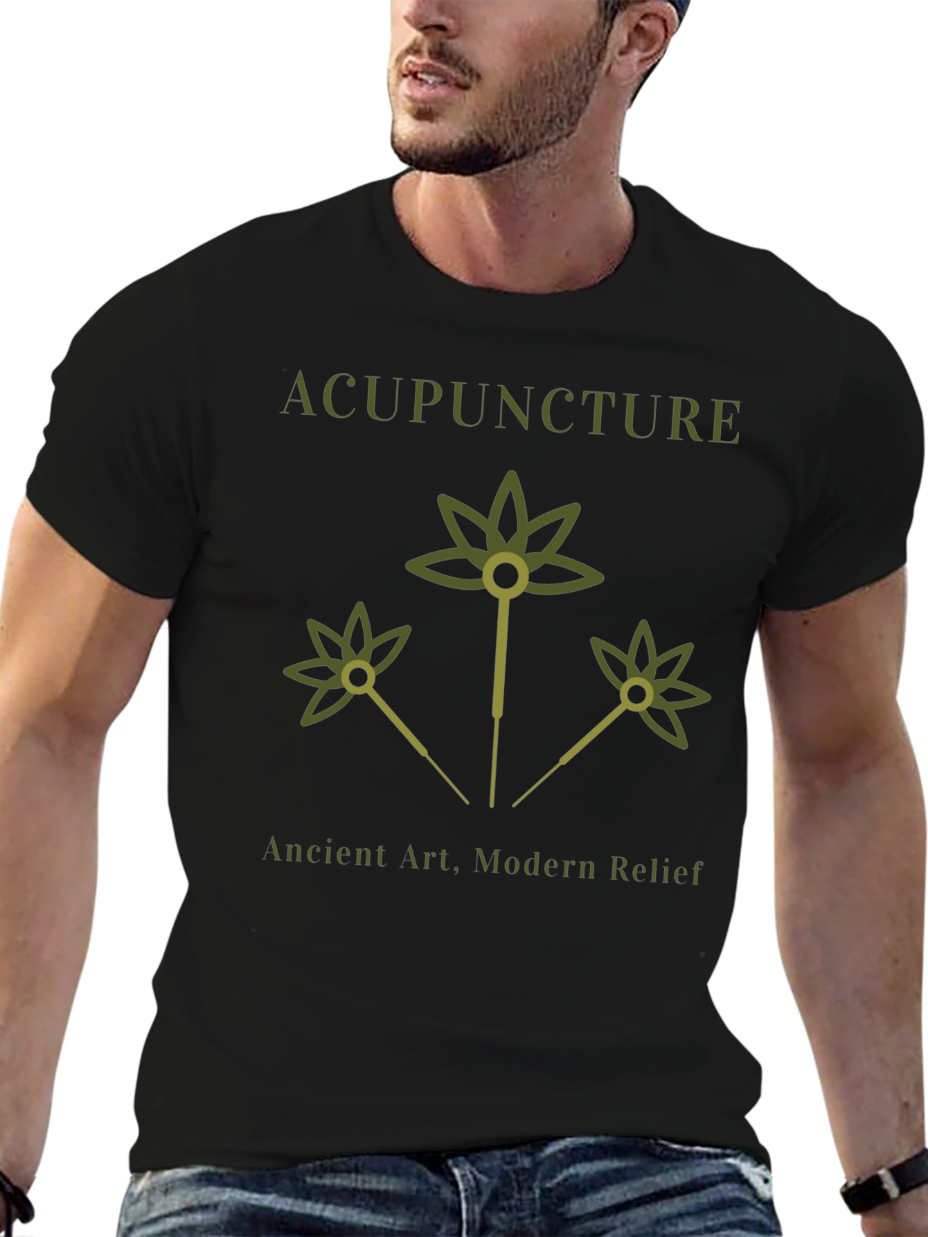 Black Acupuncture Tee - Ancient Art Modern Relief view 6