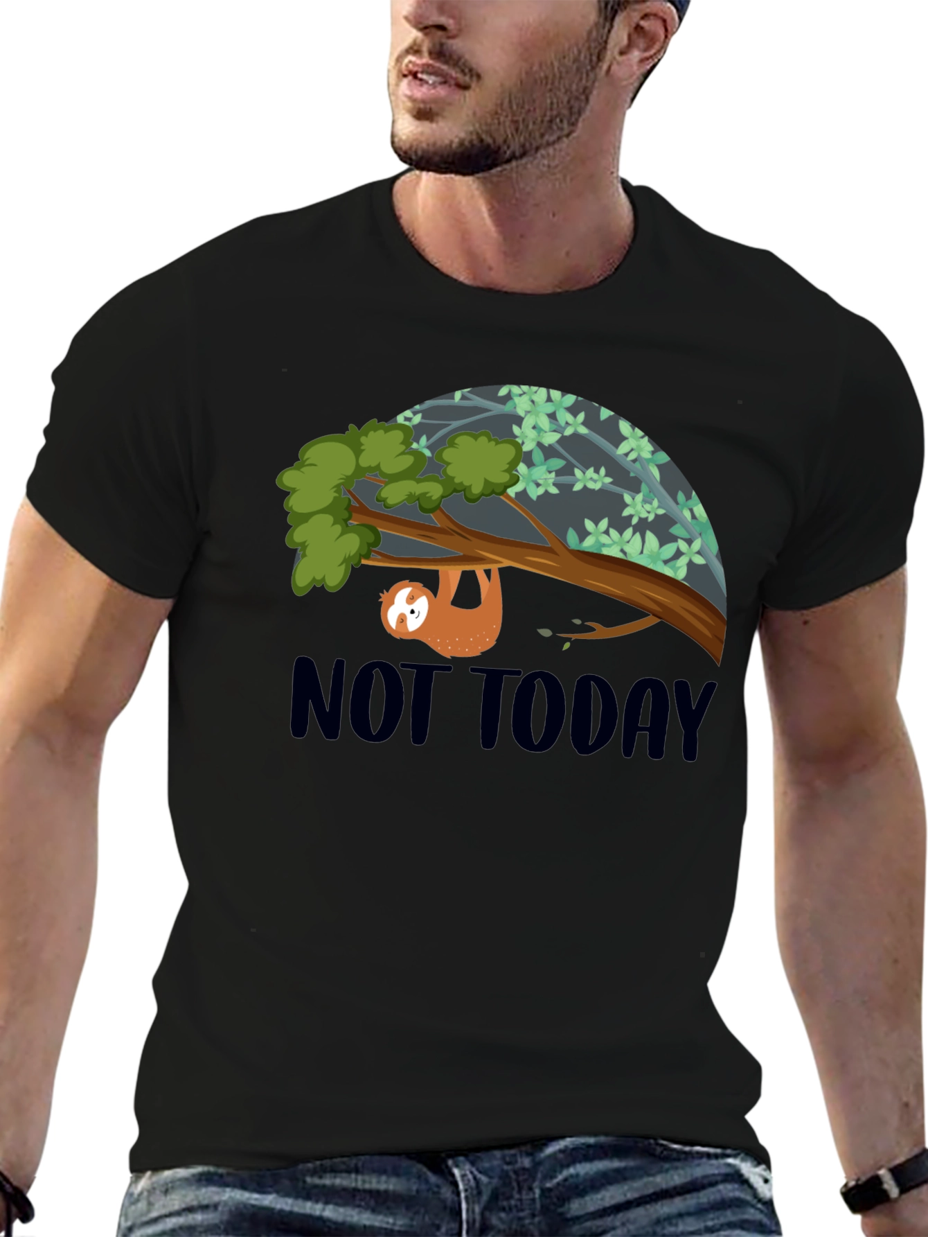 Black Not Today Sloth Graphic Tee - Relaxed Fit view 6