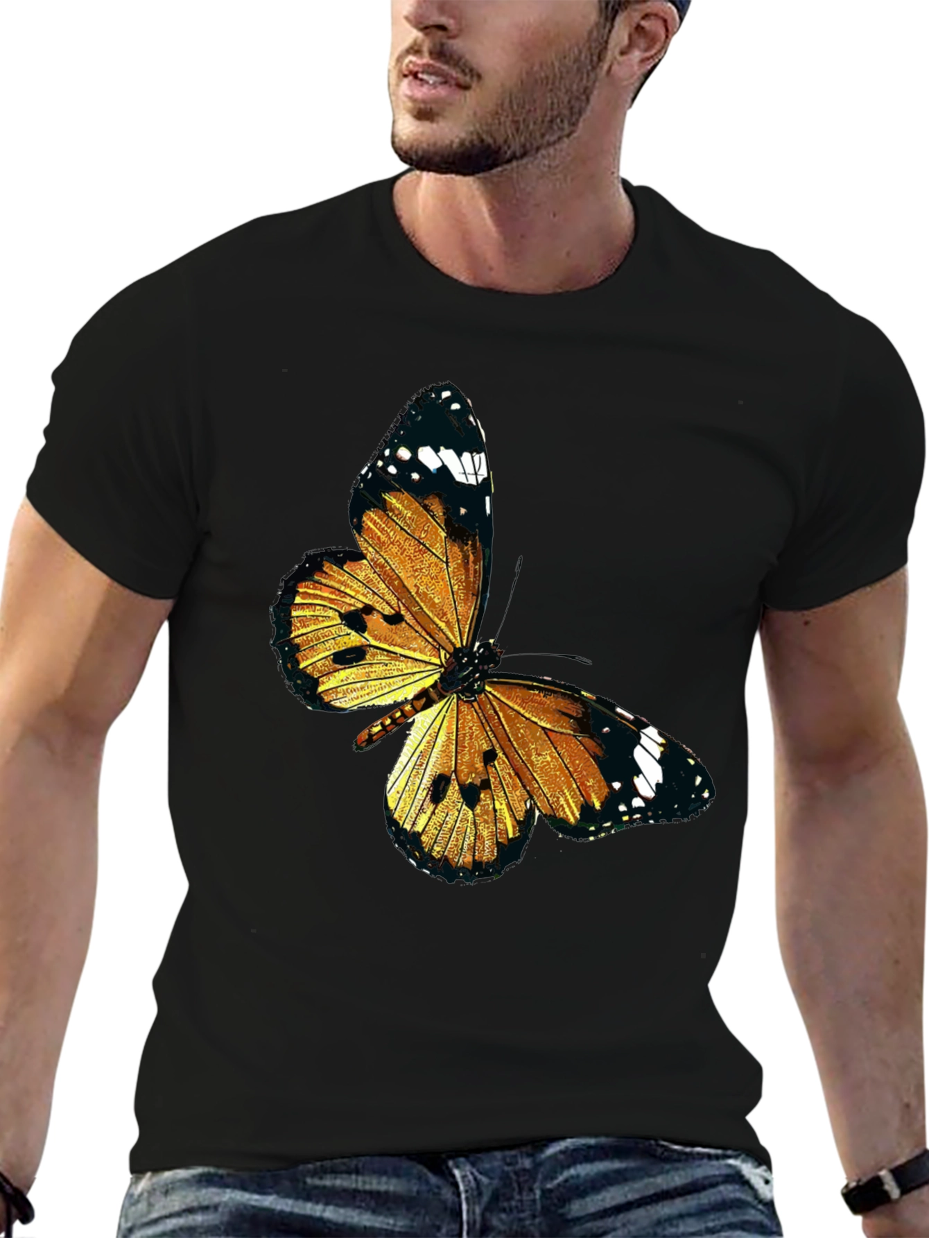 Black Butterfly Graphic Black T-Shirt view 6