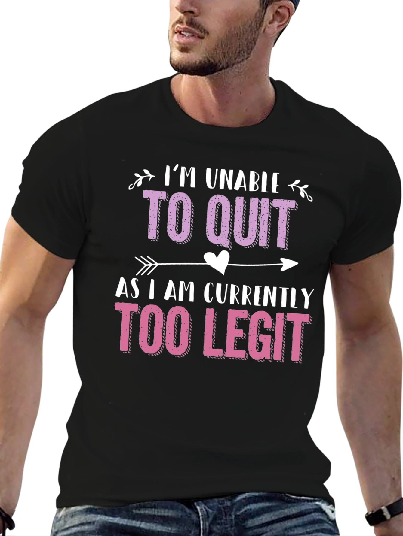 Black Too Legit To Quit Funny Graphic Tee view 6