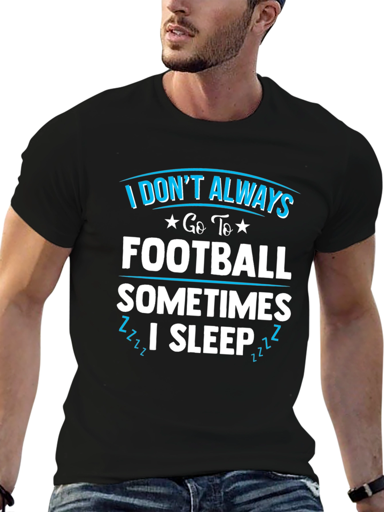 Black Funny Football Sleep T-Shirt view 6
