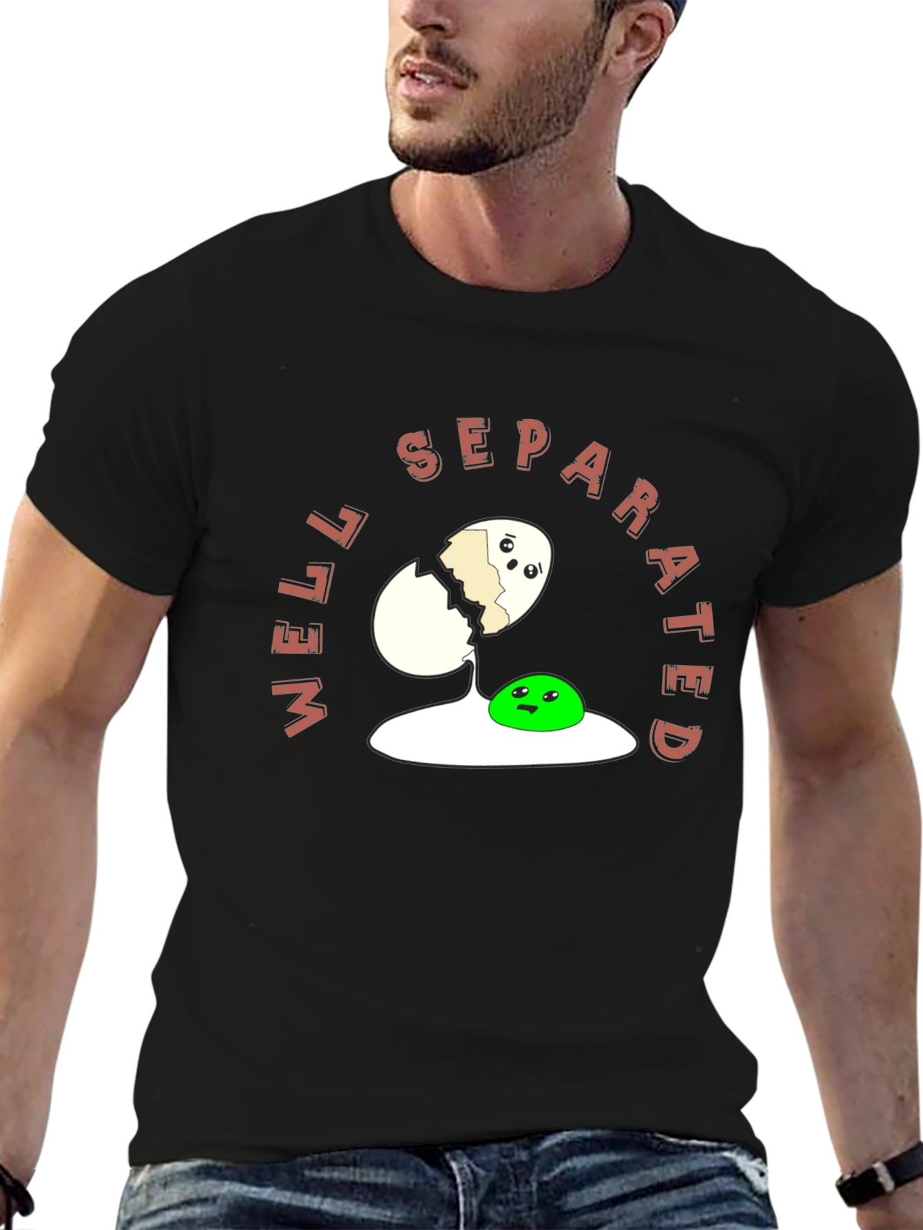 Black Well Separated Funny Egg T-Shirt view 6