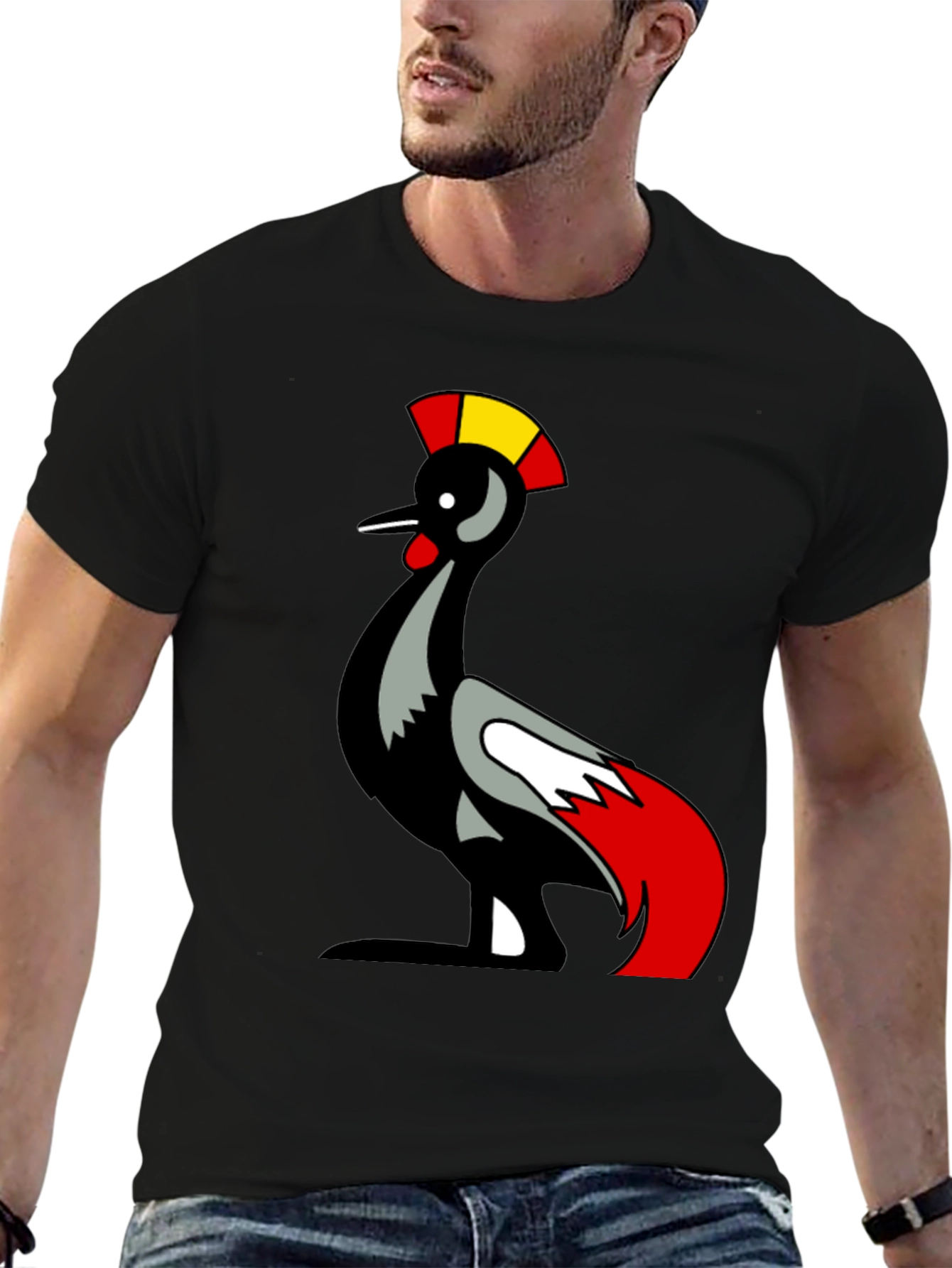 Black Unique Bird Graphic T-Shirt view 6
